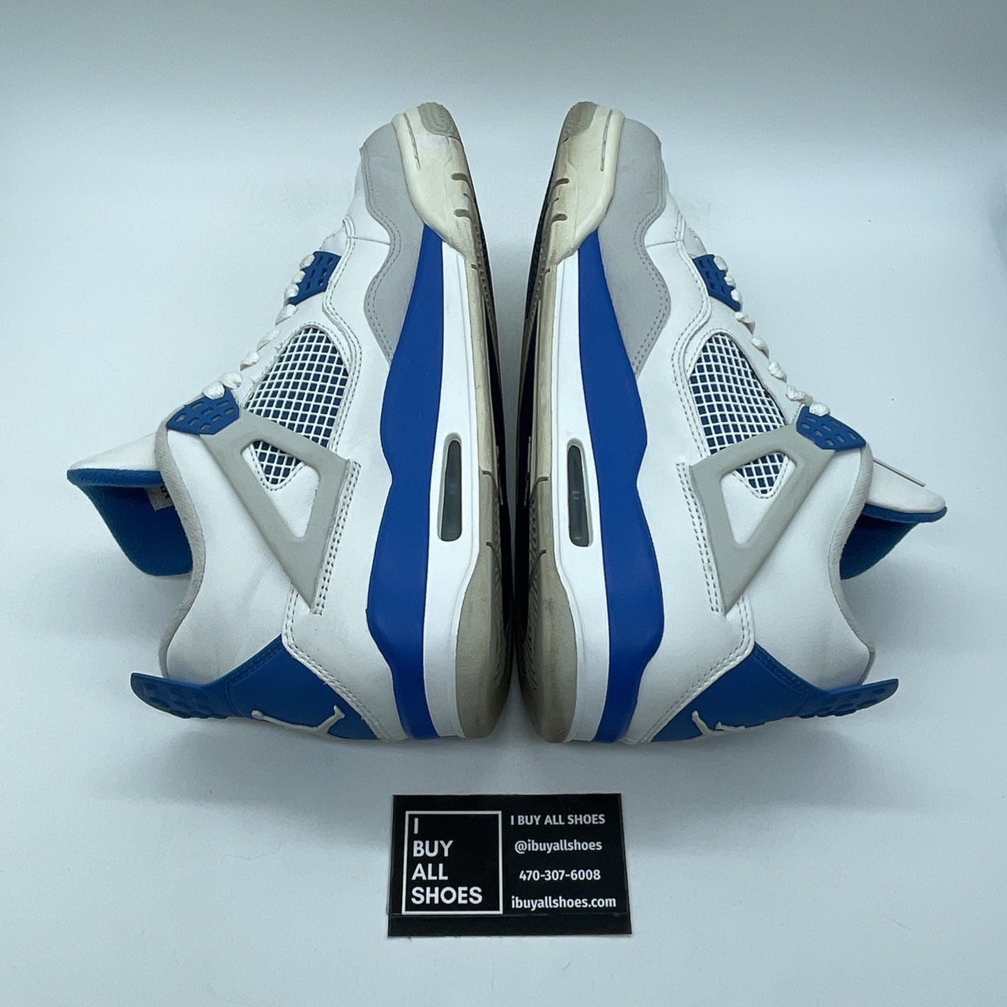 Size 9 - Jordan 4 Retro Military Blue 2012 White Grey Leather (308497-105)