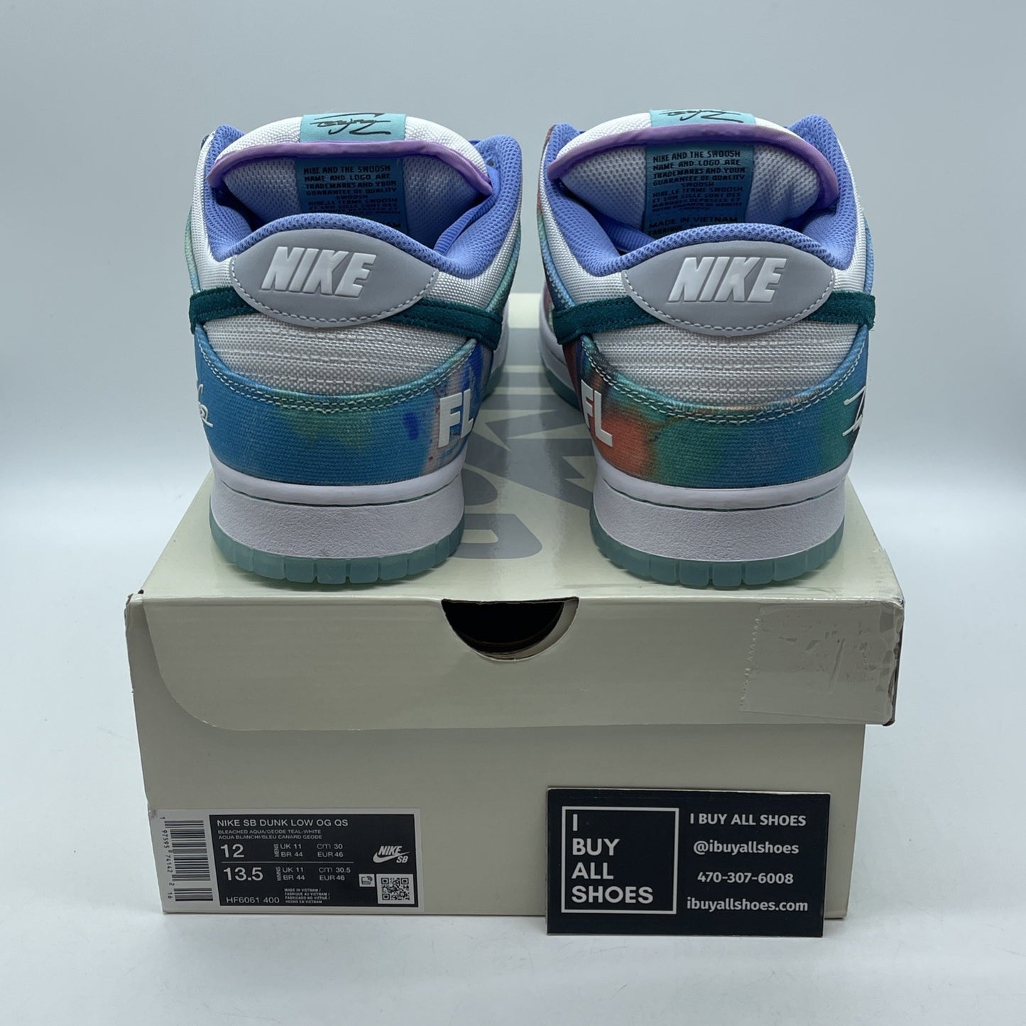 Size 12 - Nike Futura Laboratories x Dunk SB Low Bleached Aqua (HF6061-400)