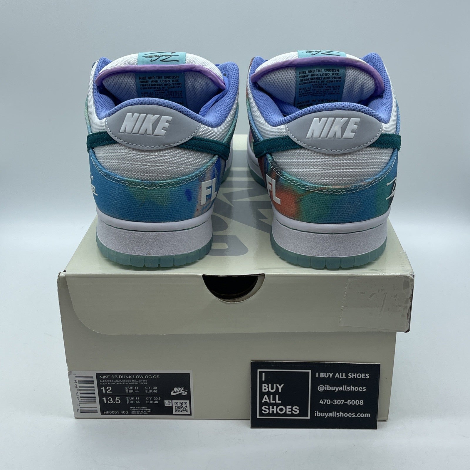 Size 12 - Nike Futura Laboratories x Dunk SB Low Bleached Aqua (HF6061-400)