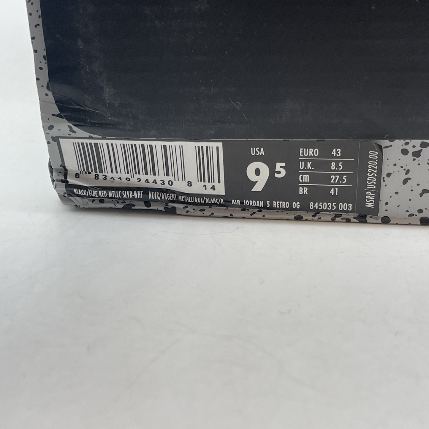 Size 9.5 - Jordan 5 OG Mid Metallic Silver Black Suede (845035-003)