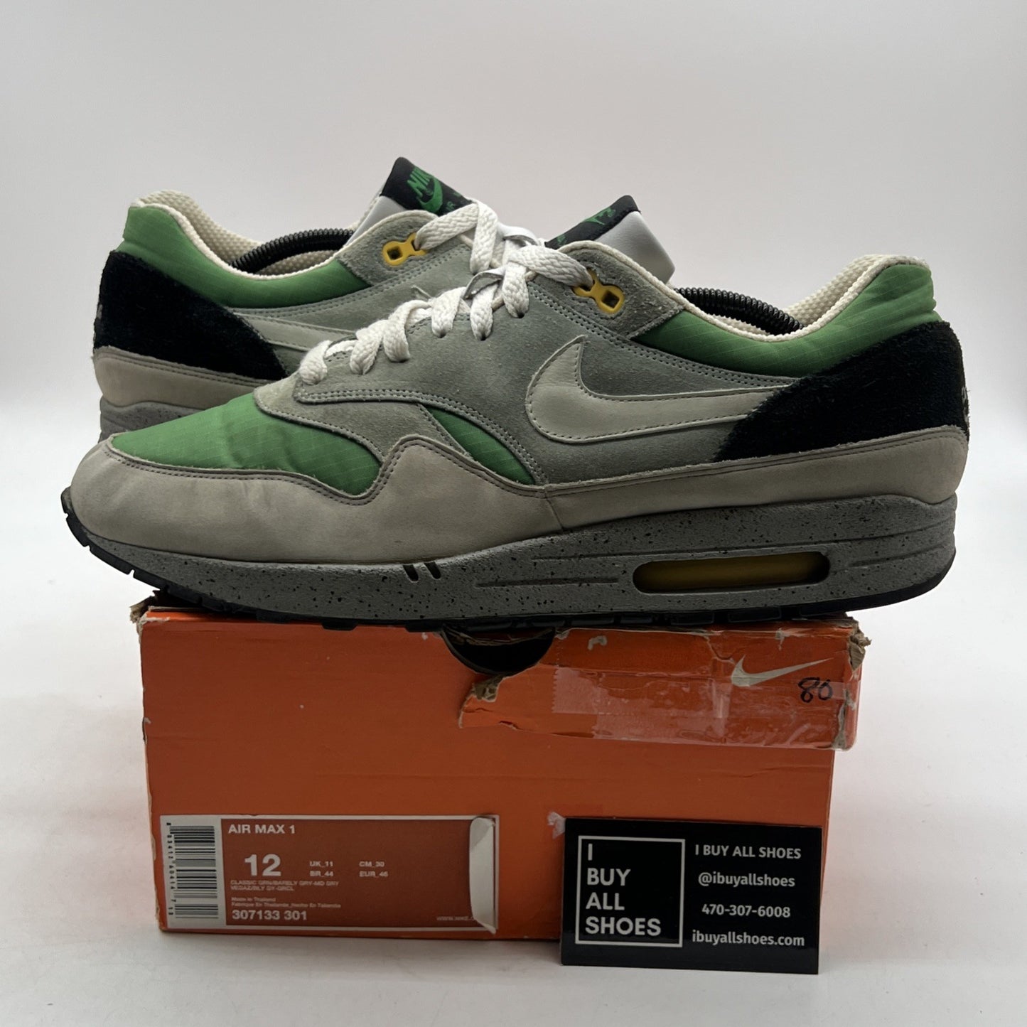 Size 12 - Nike Air Max 1 Skulls Pack - Classic Green (307133-301)