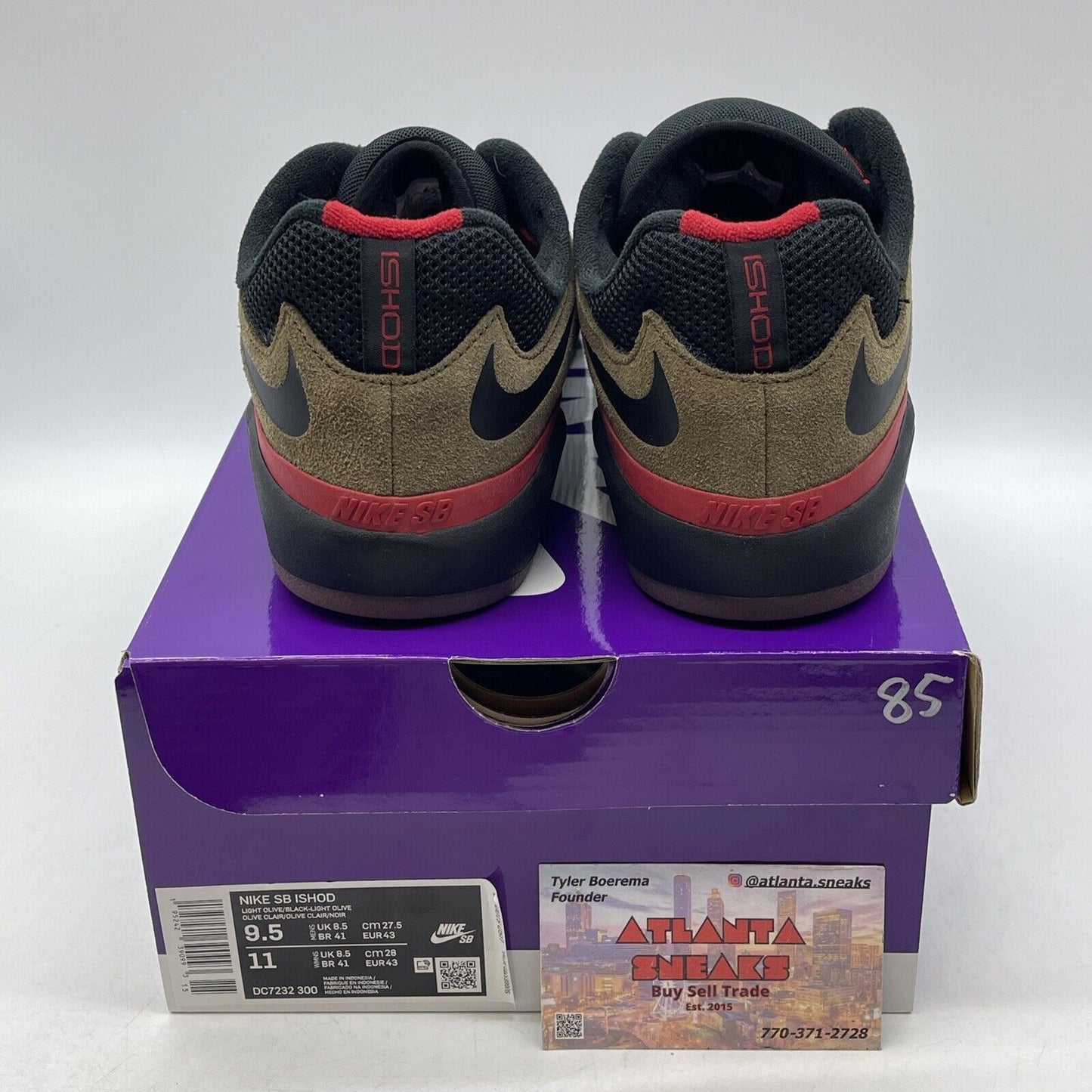 Size 9.5 -Ishod Wair Light  Olive Suede Black Red (DC7232-300)