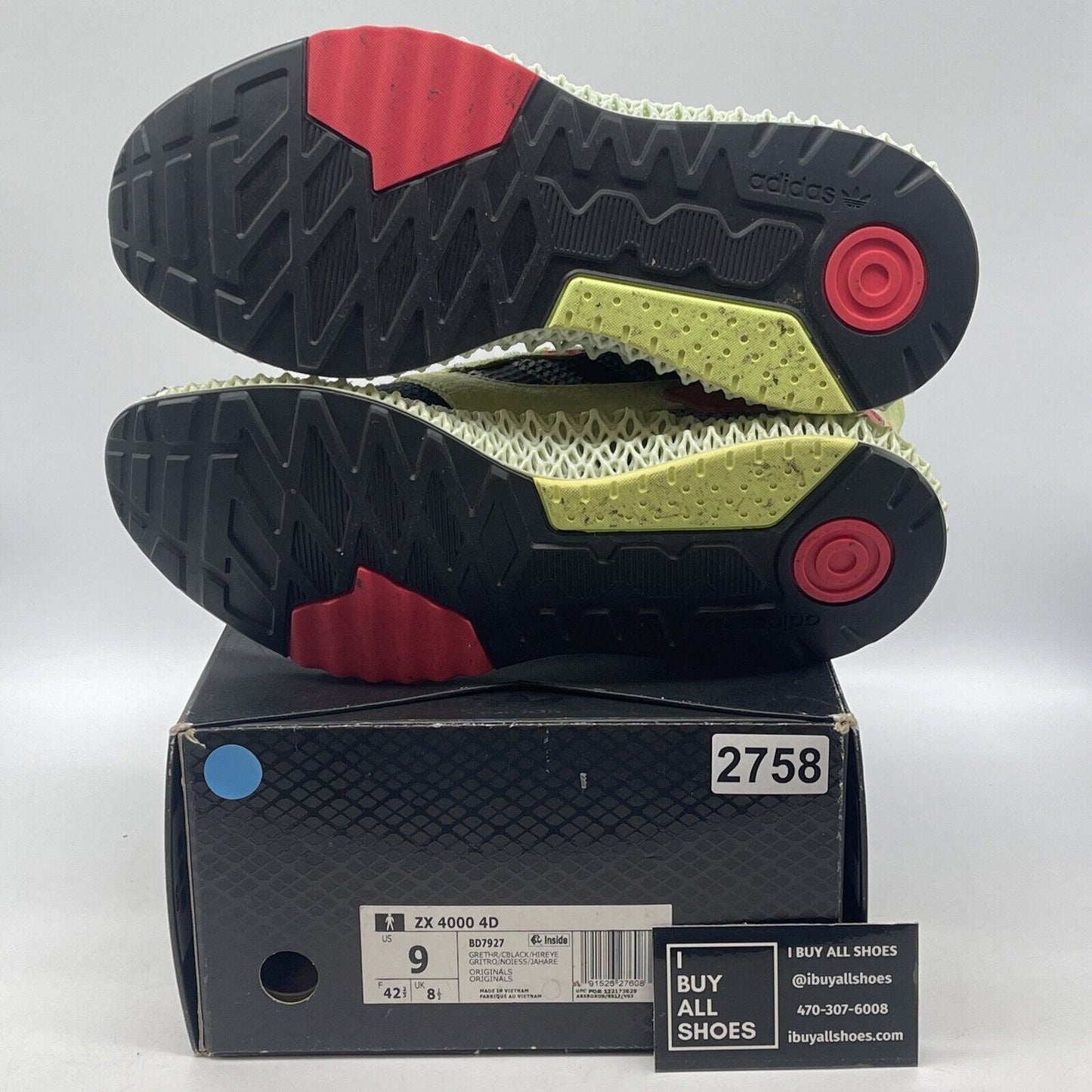 Size 9 - adidas ZX 4000 Futurecraft 4D Grey Yellow Grey Black Suede (BD7927)