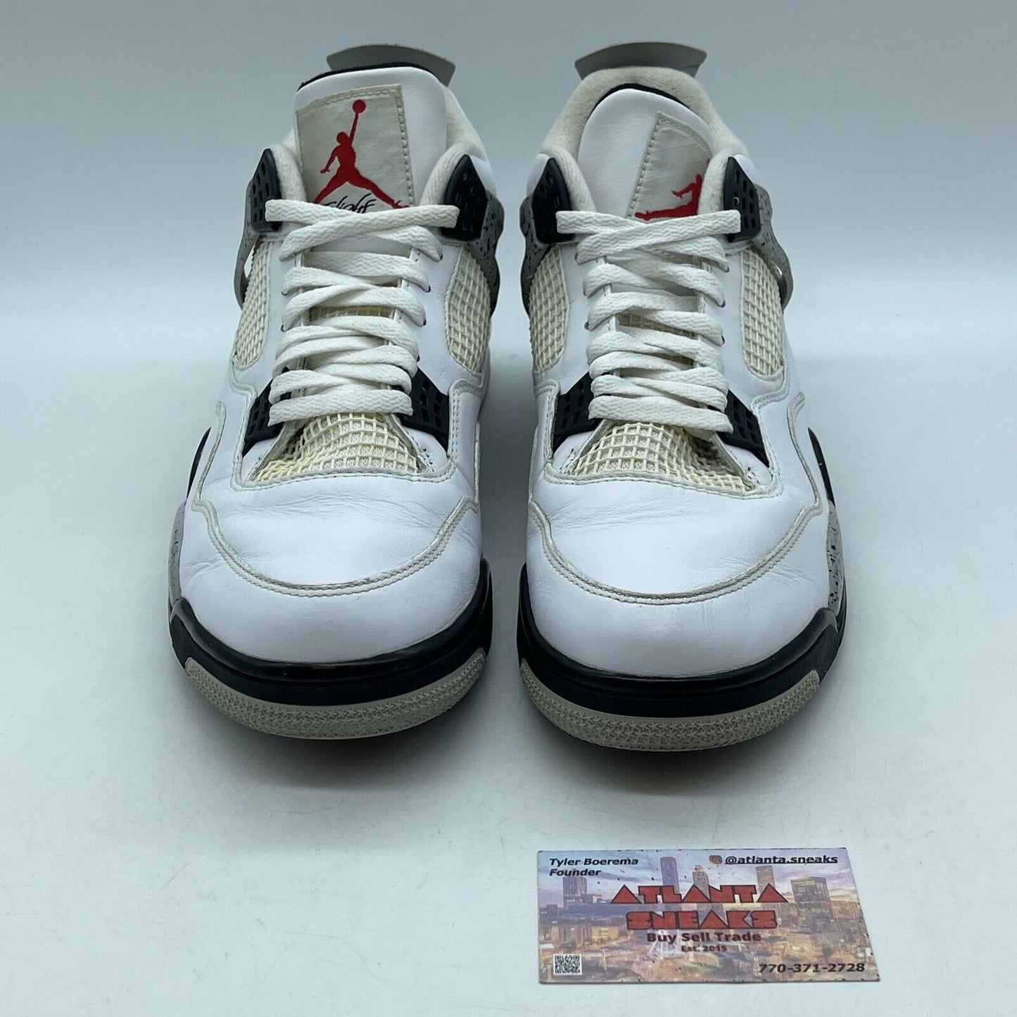 Size 12 - Jordan 4 Retro OG Mid White Cement Leather Grey Black (840606-192)