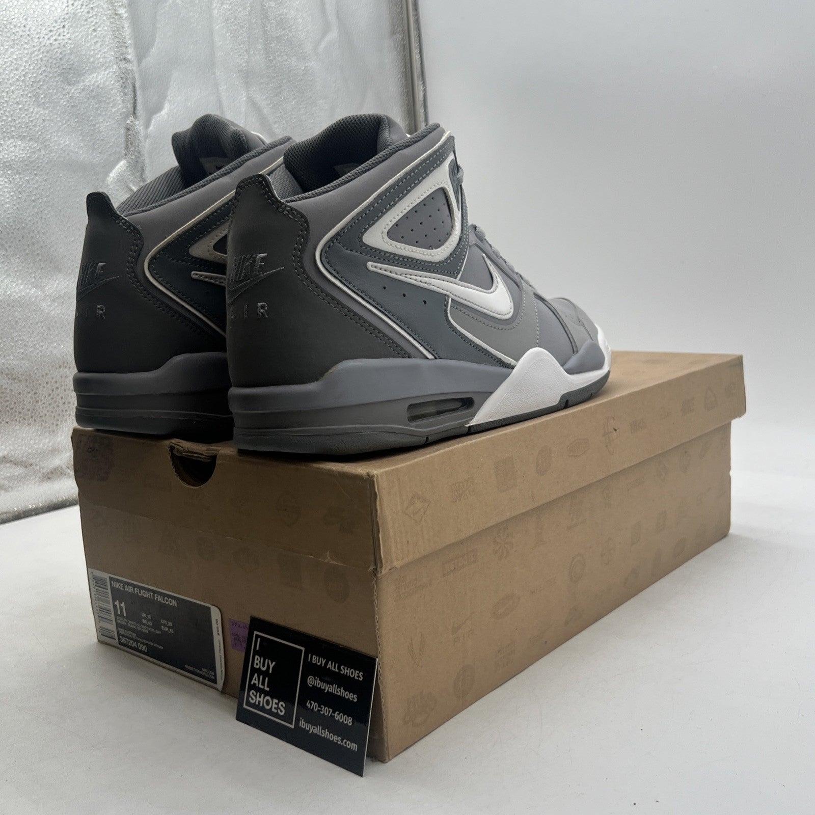 Size 11 - Nike Air Flight Gray white Trim Basketball Sports Men's (397204-090)