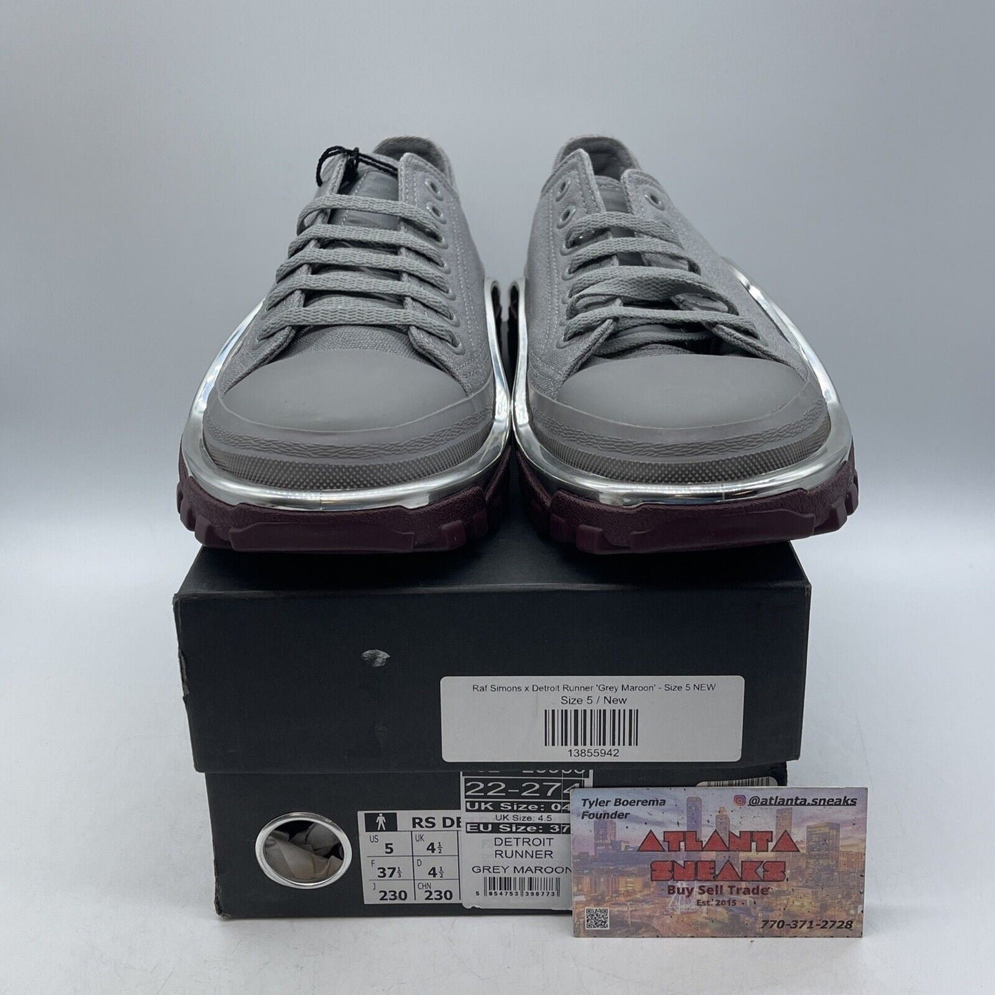 Size 5 - adidas Raf Simons x Detroit Runner Grey Maroon Suede Leather (F34247)