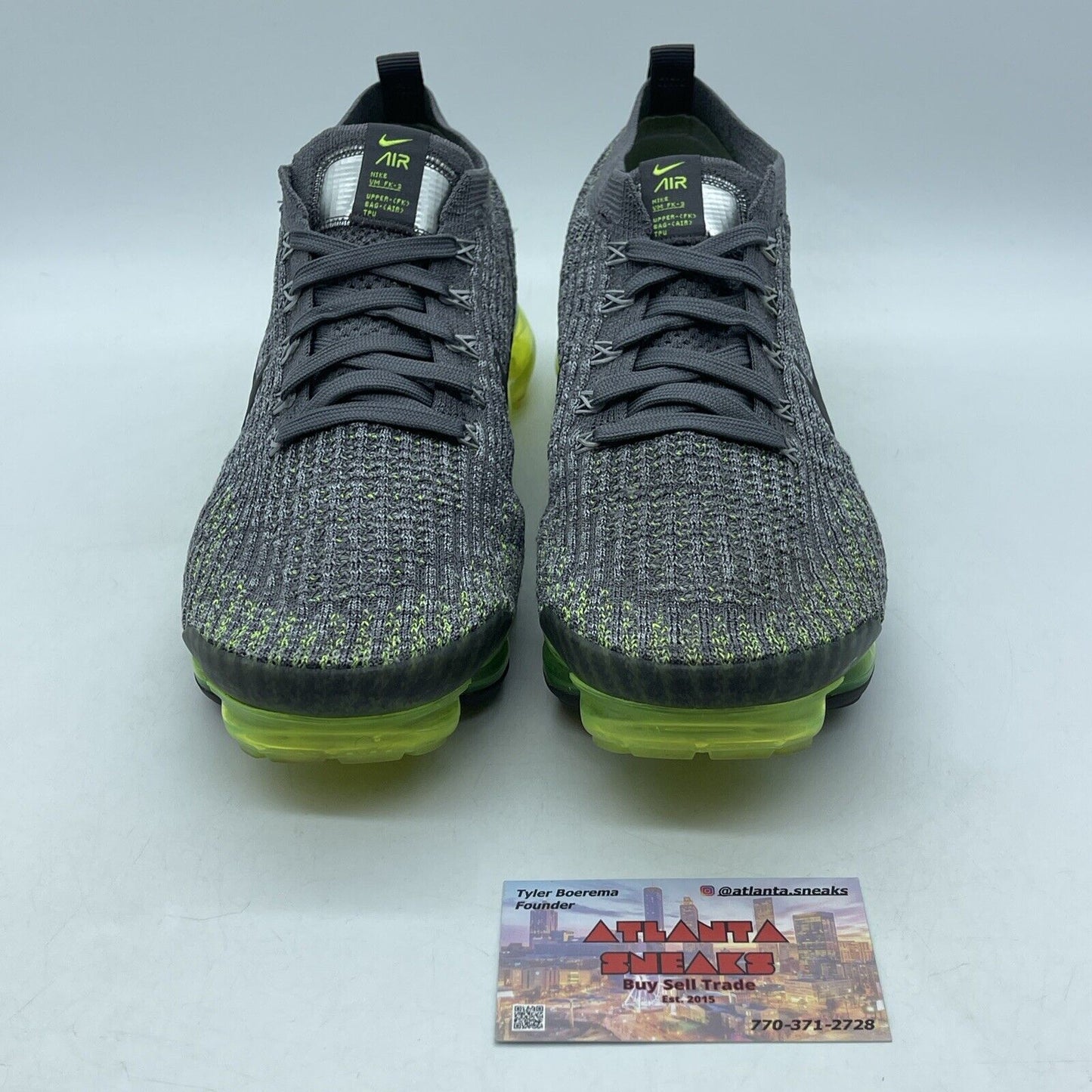 Size 9 - Nike Air VaporMax Flyknit 3 Grey Volt Green Black (AJ6900-009)