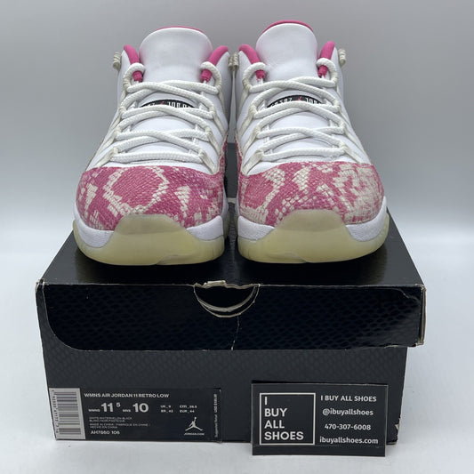 Size 11.5W - Air Jordan 11 Retro Low Pink Snakeskin White Leather (AH7860-106)