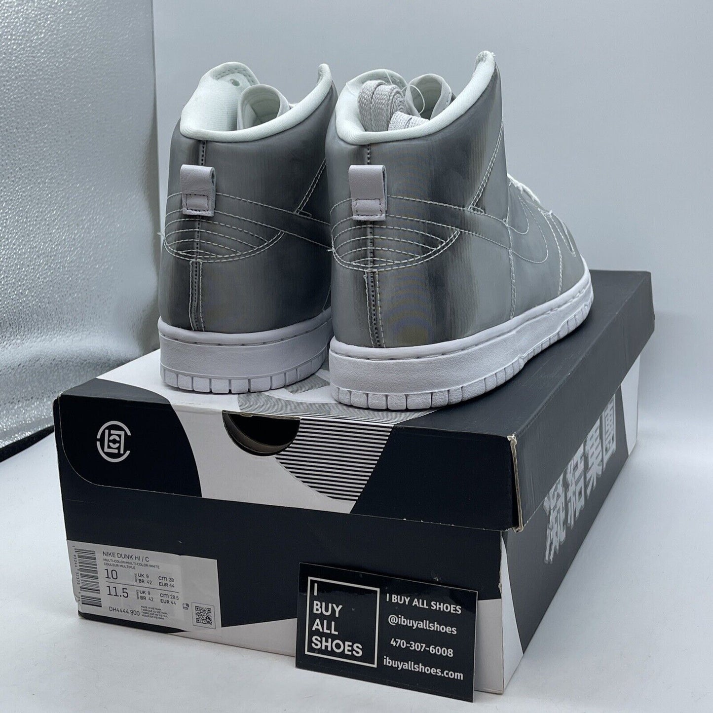 Size 10 - Nike CLOT x Dunk High Flux Silver White Leather (DH4444-900)