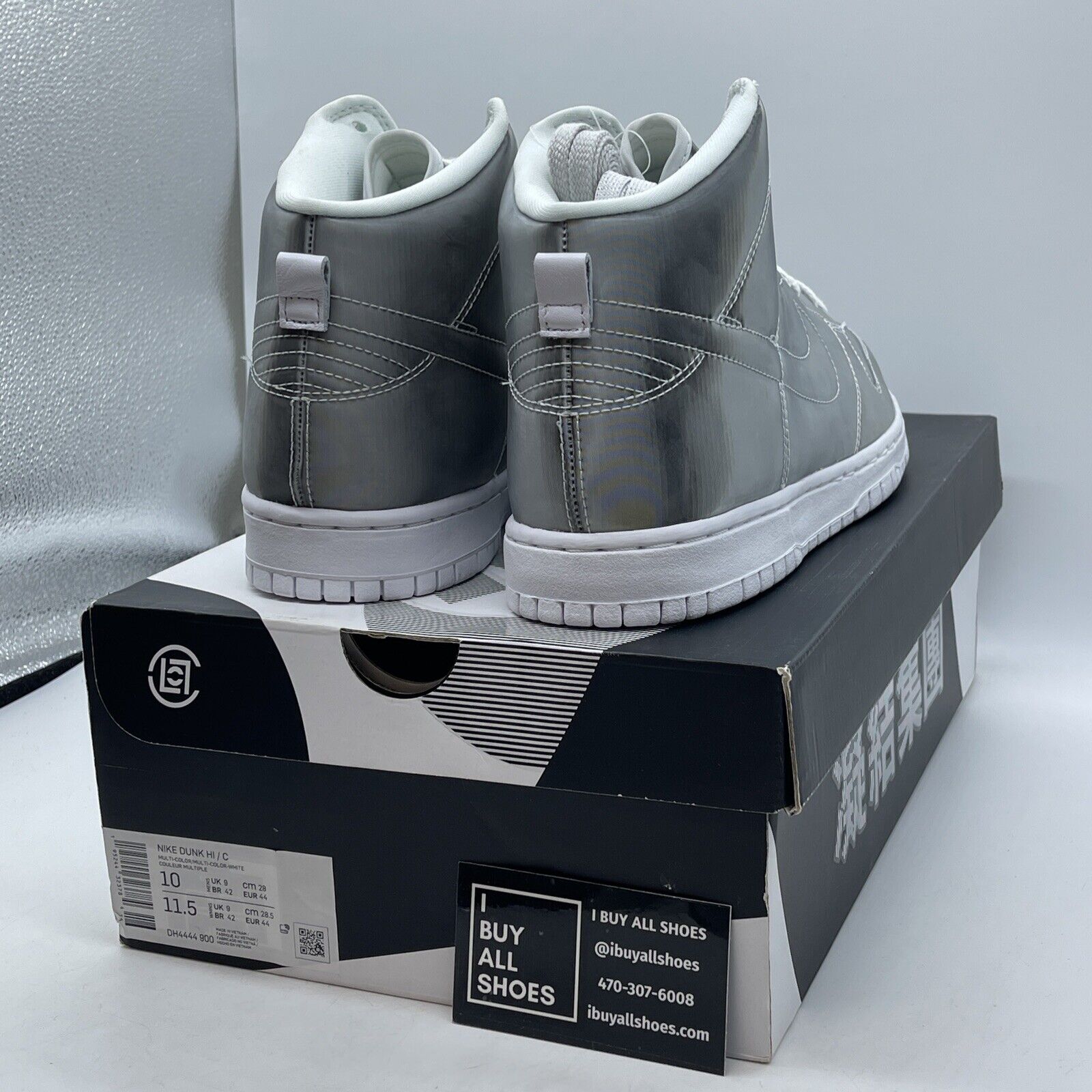 Size 10 - Nike CLOT x Dunk High Flux Silver White Leather (DH4444-900)
