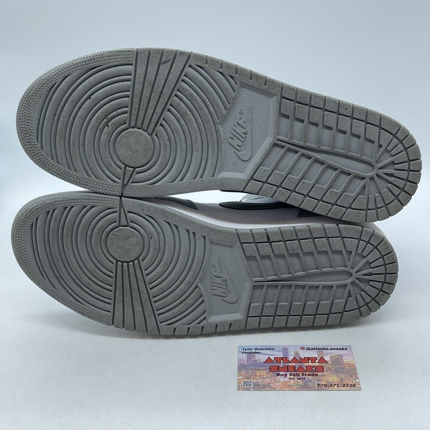 Size 12 - Jordan 1 Mid Light Smoke Grey Black White Leather (554724-078)