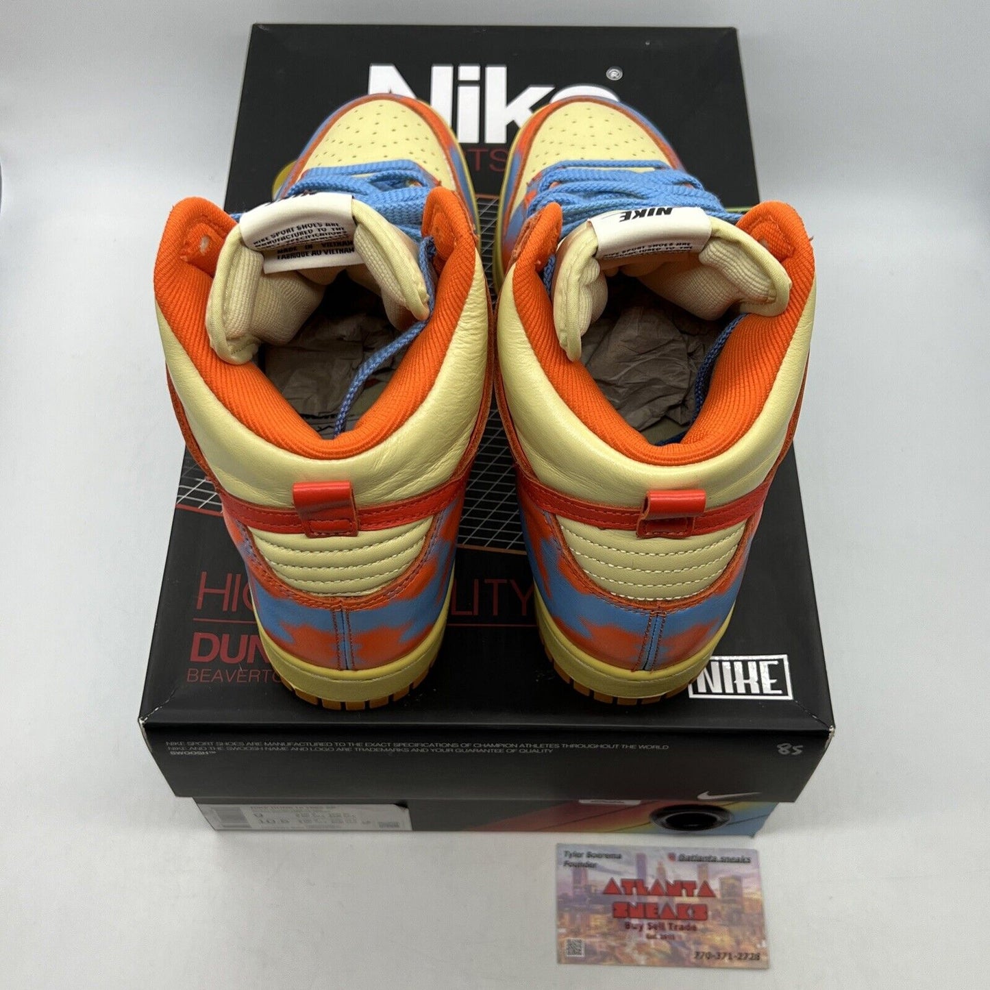 Size 9 - Nike Dunk 1985 High Orange Acid Wash Blue Leather (DD9404-800)