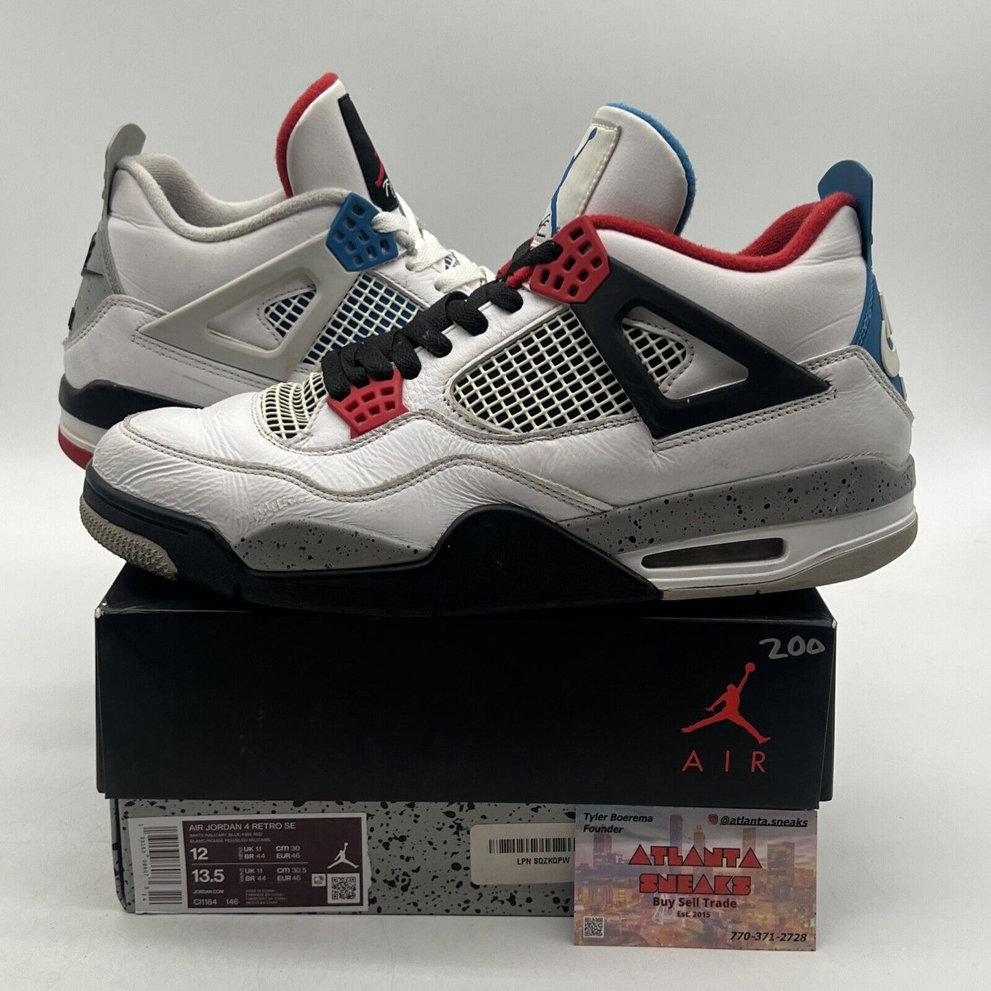 Size 12 - Jordan 4 Retro SE Mid What The 4 White Black Red Blue (CI1184-146)