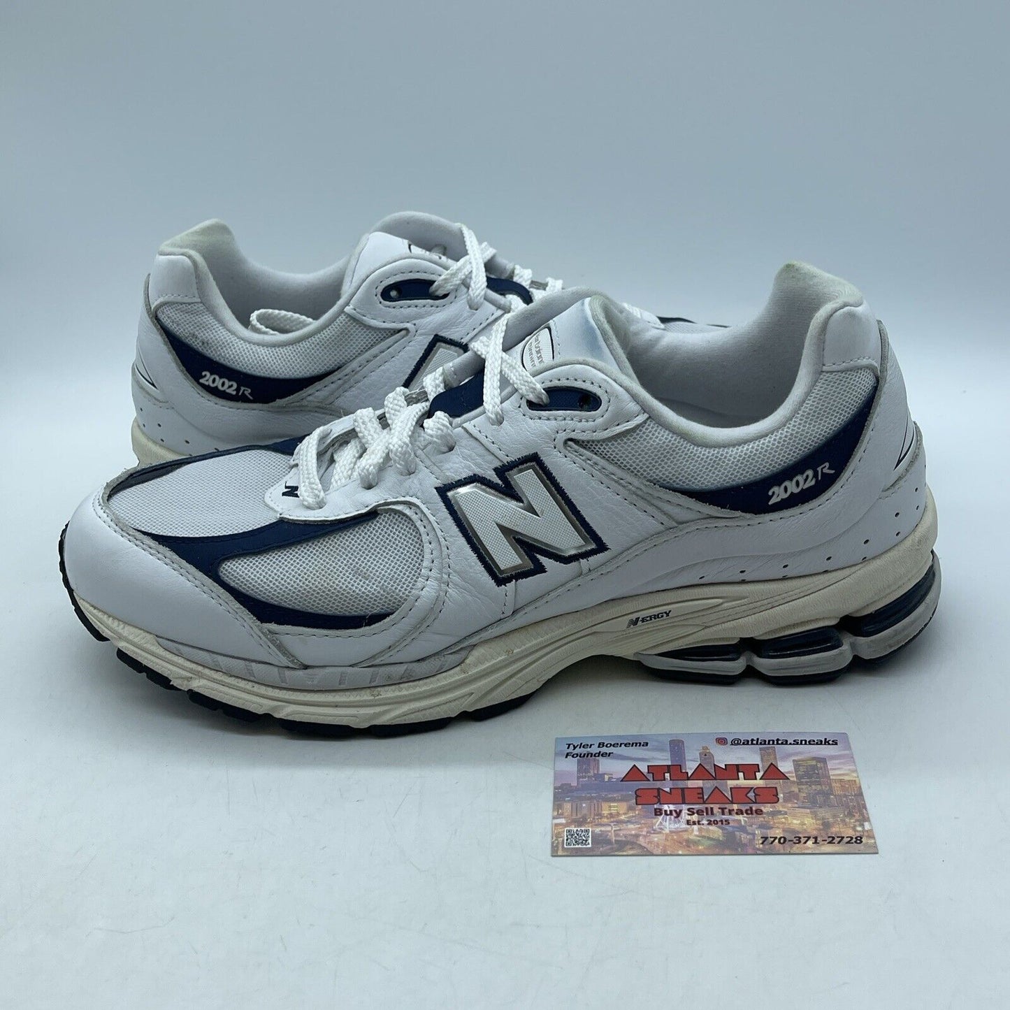Size 9.5 - New Balance 2002R White Natural Indigo Suede Leather (M2002RHQ)