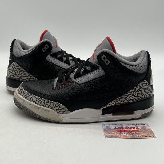 Size 9.5 - Jordan 3 Retro OG Mid Black Cement White Red Leather (854262-001)