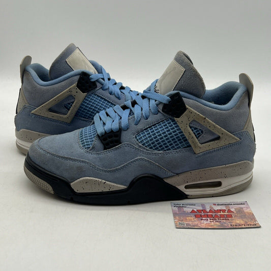 Size 9 - Jordan 4 Retro Mid University Blue Grey Black White Suede (CT8529-400)