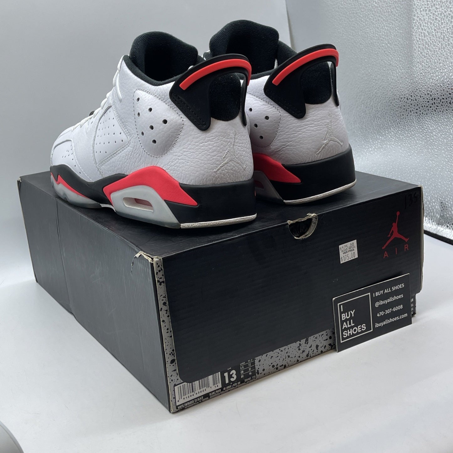 Size 13 - Air Jordan 6 Low White Infrared Pink Black Leather (304401-123)