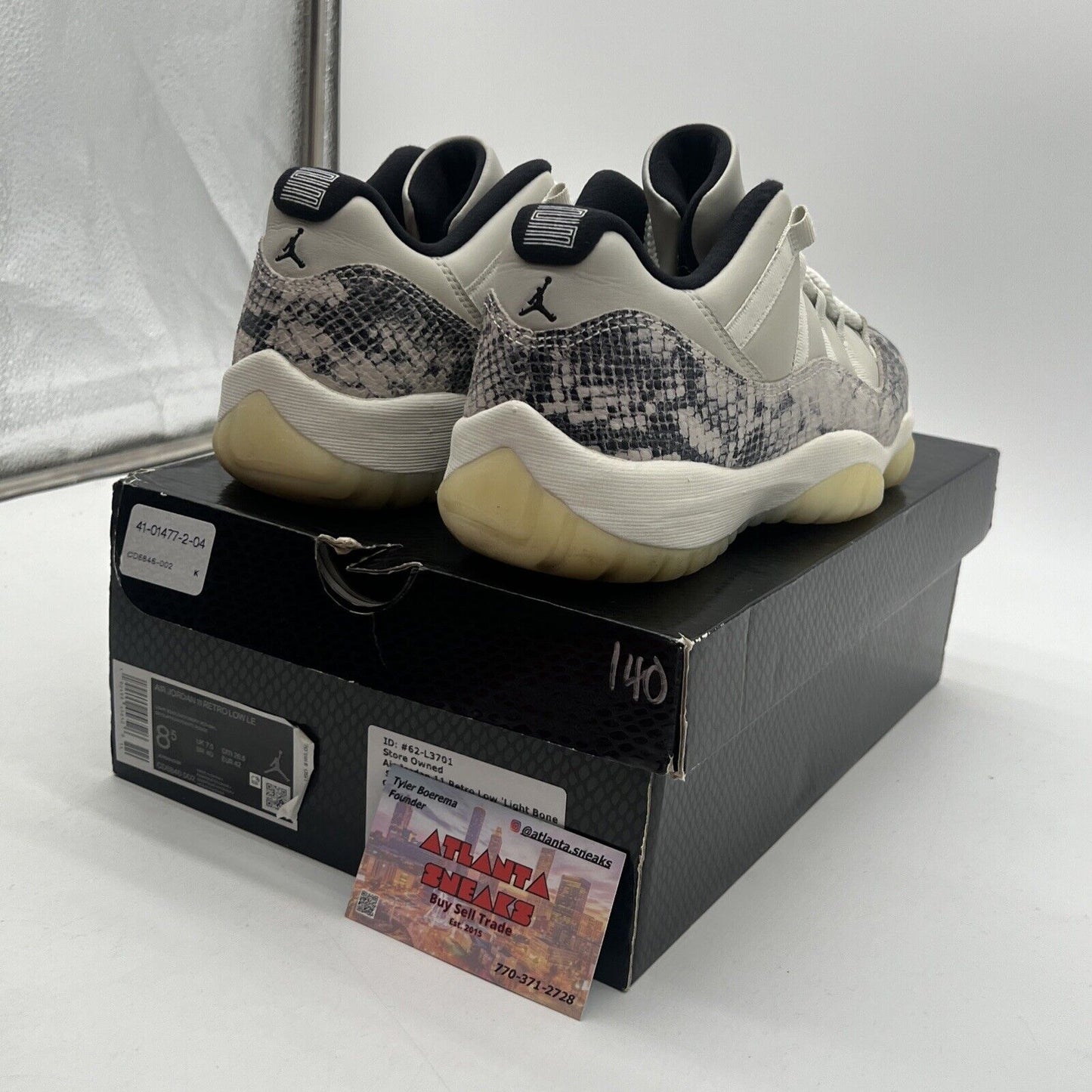 Size 8.5 - Air Jordan 11 Retro Low Light Bone Snakeskin White Leather CD6846-002