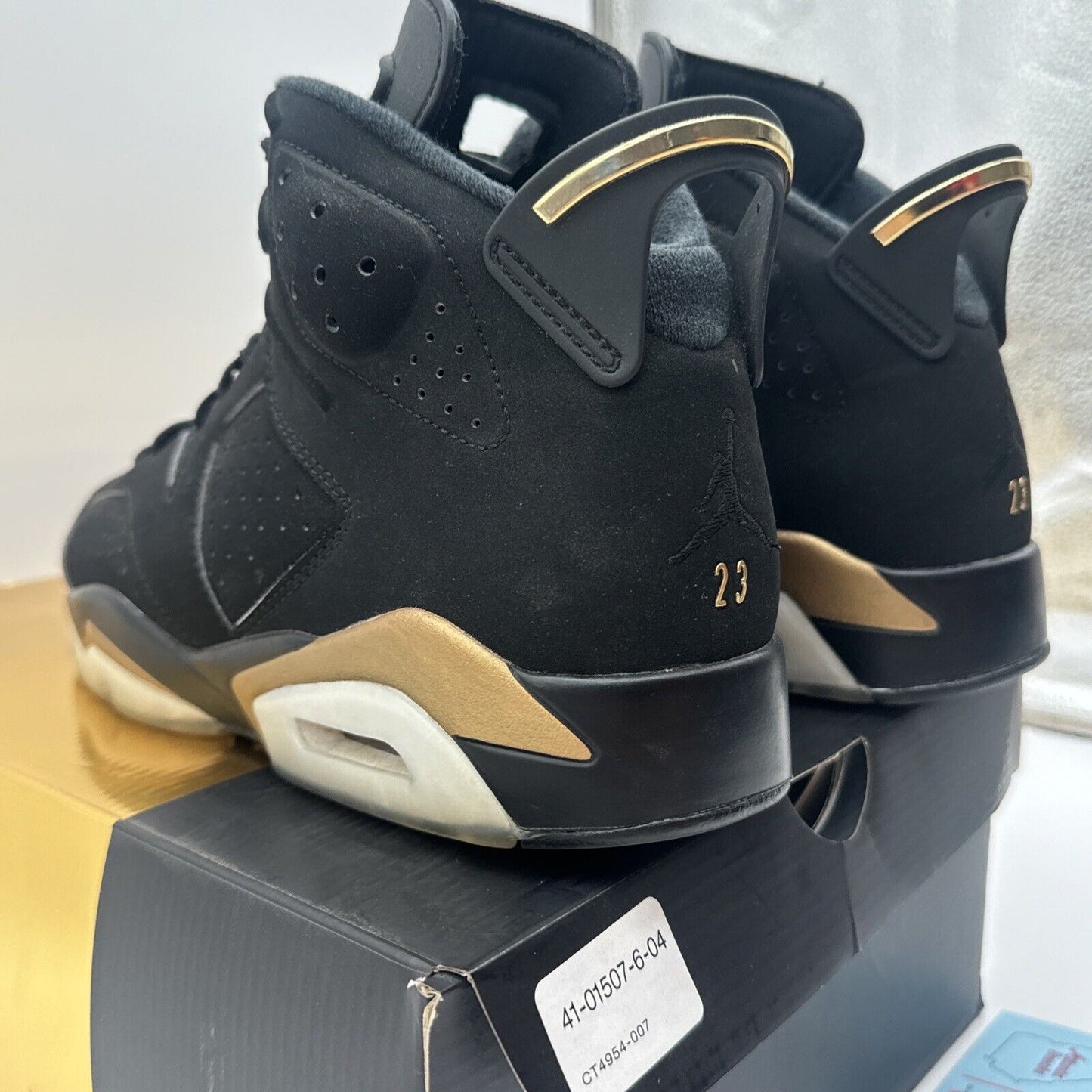 Size 10 - Jordan 6 Retro Defining Moments 2020 Black Gold Suede Icy Soles W Box