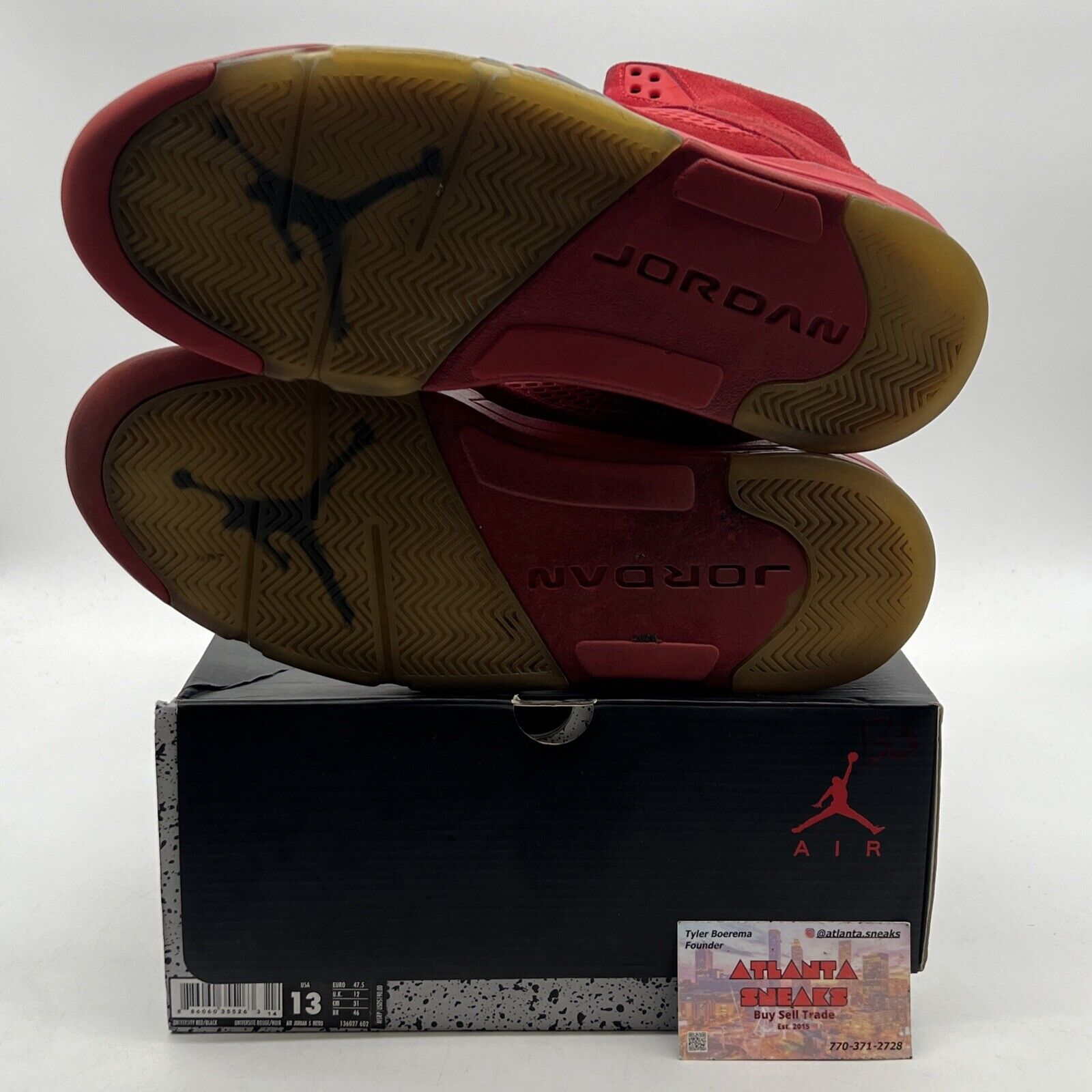 Size 13 - Air Jordan 5 Retro Red Suede Grey Black (136027-602)