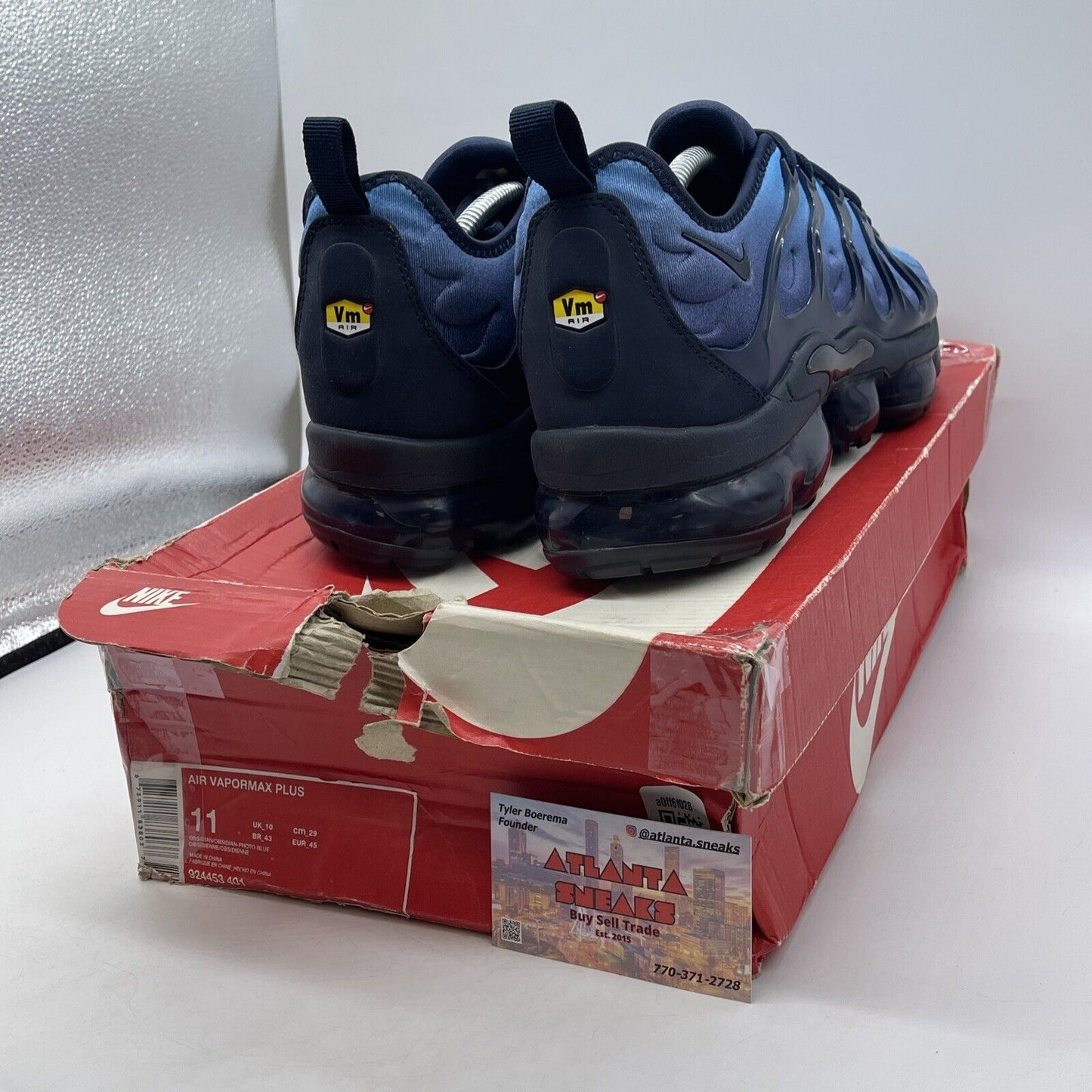 Size 11 - Nike Air VaporMax Plus Photo Blue Suede Lather (924453-401)