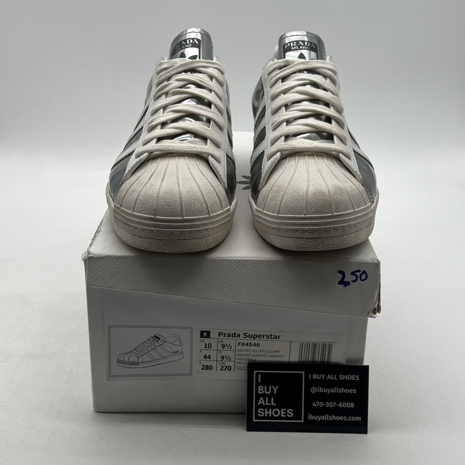 Size 10 - adidas Prada x Superstar Silver Metallic (FX4546)