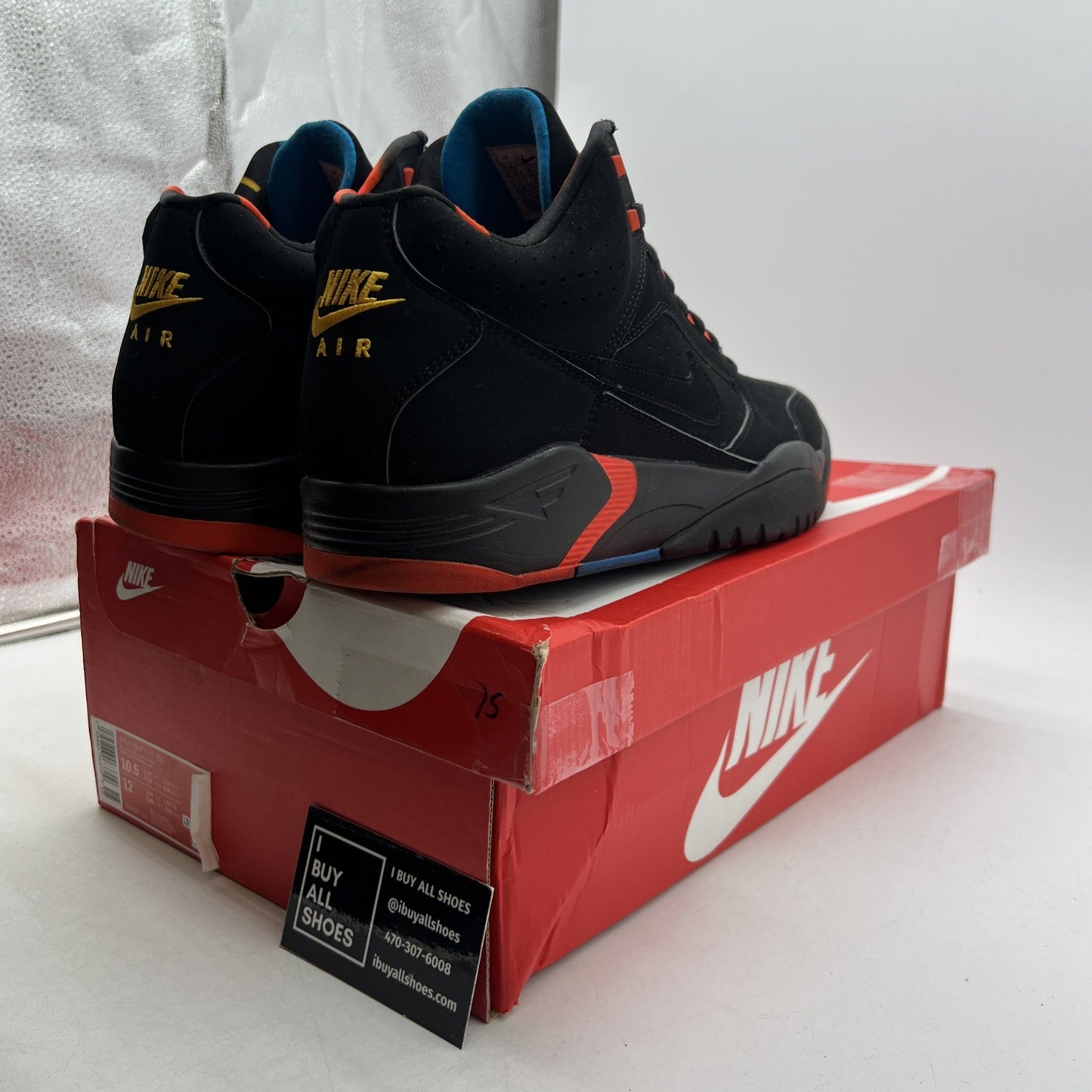 Size 10.5 - Nike Air Flight Lite Mid Black Team Orange (DQ7687-001)