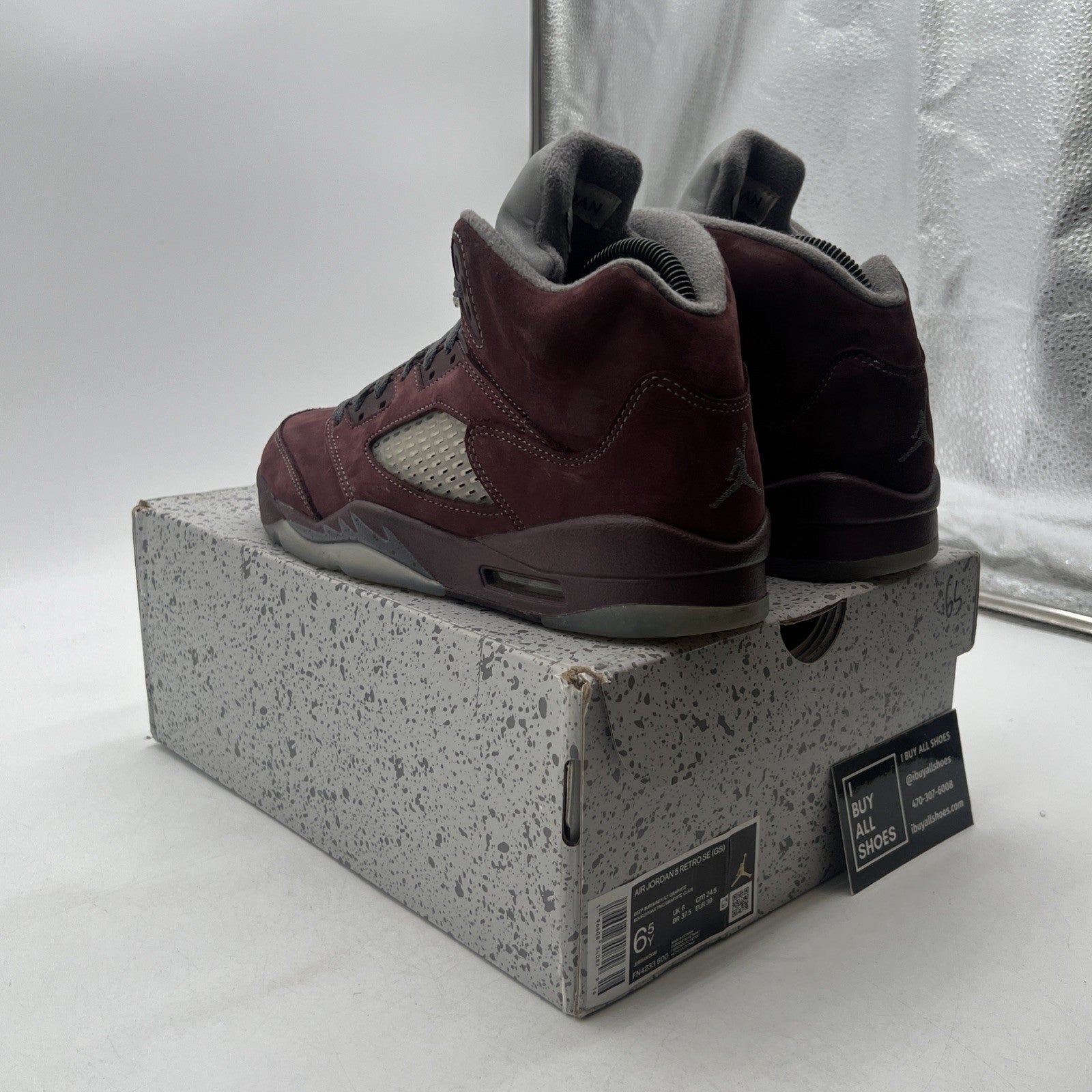 Size 6.5Y - Air Jordan 5 Retro SE 'Burgundy' Grey Suede Leather (FN4233-600)