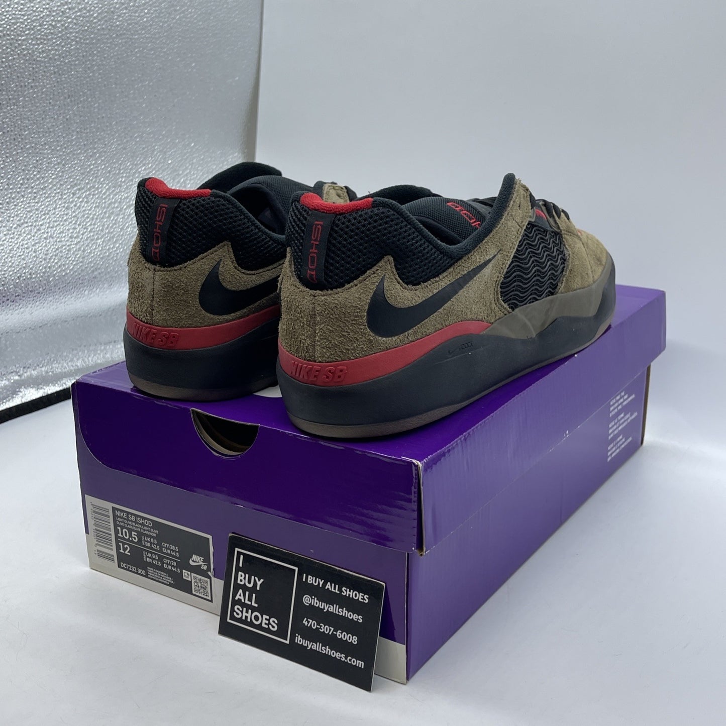 Size 10.5 -Ishod Wair Light  Olive Suede Black Red (DC7232-300)