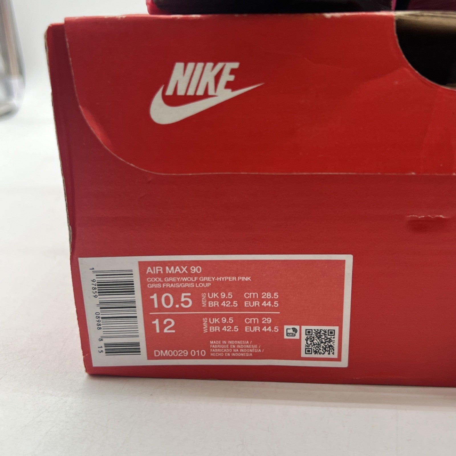 Size 10.5 - Nike Air Max 90 Black Grey Hyper Pink (DM0029-010)