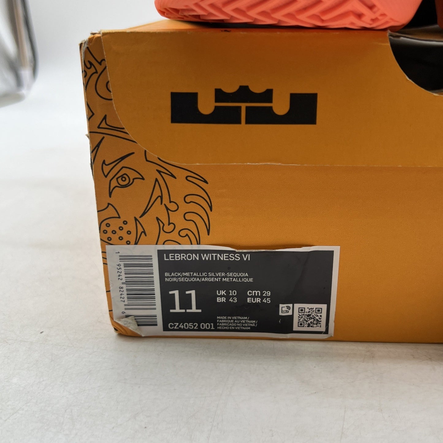 Size 11 - Nike LeBron Witness 6 Black Sequoia Crimson Pulse (CZ4052-001)
