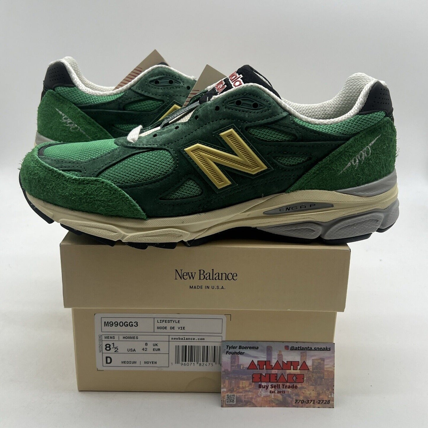 Size 8.5 - New Balance Teddy Santis x 990v3 Made in USA Green Gold (M990GG3)