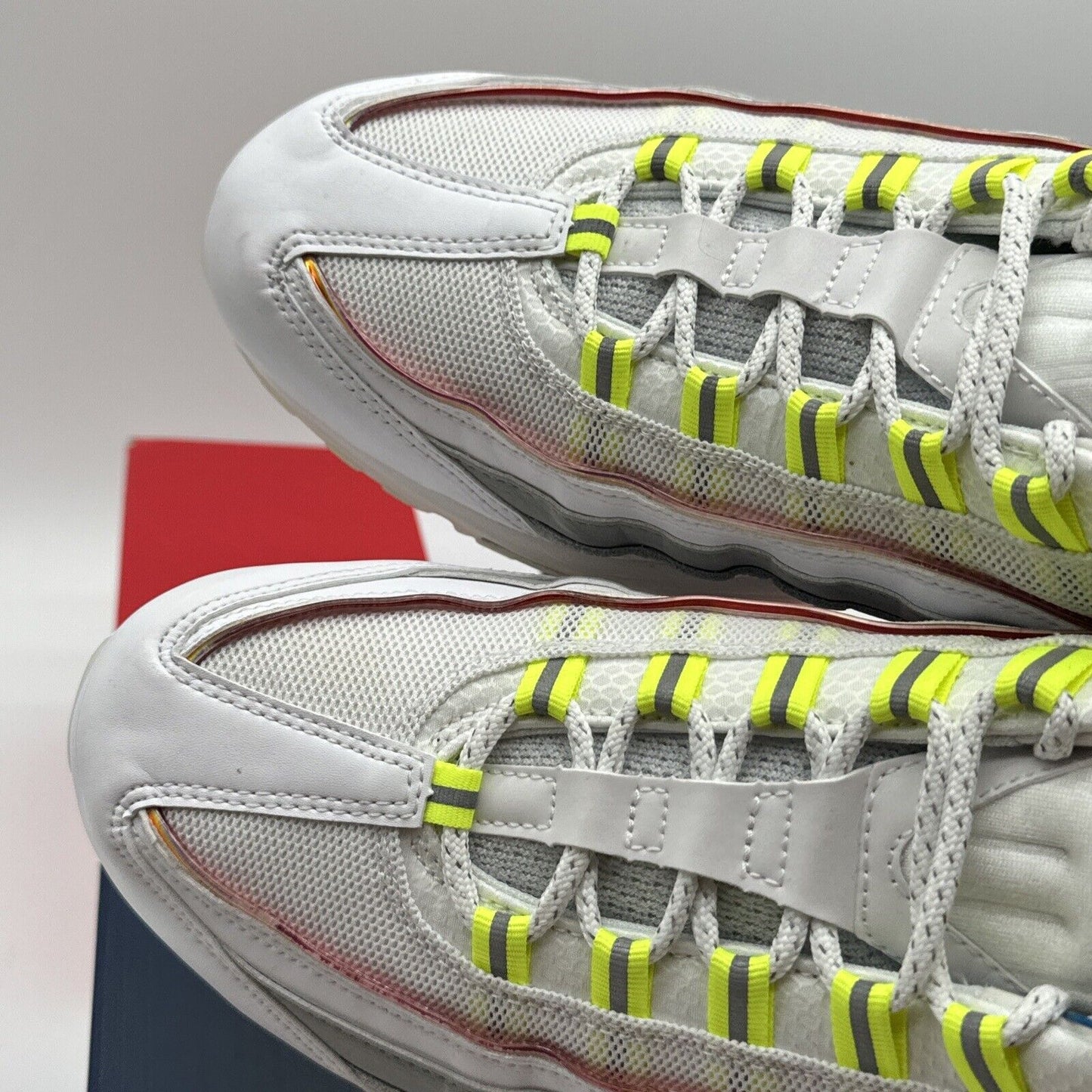 Size 12 - Nike Air Max 95 De Lo Mio 2020 White Volt Blue Puerto Rico Home Roots