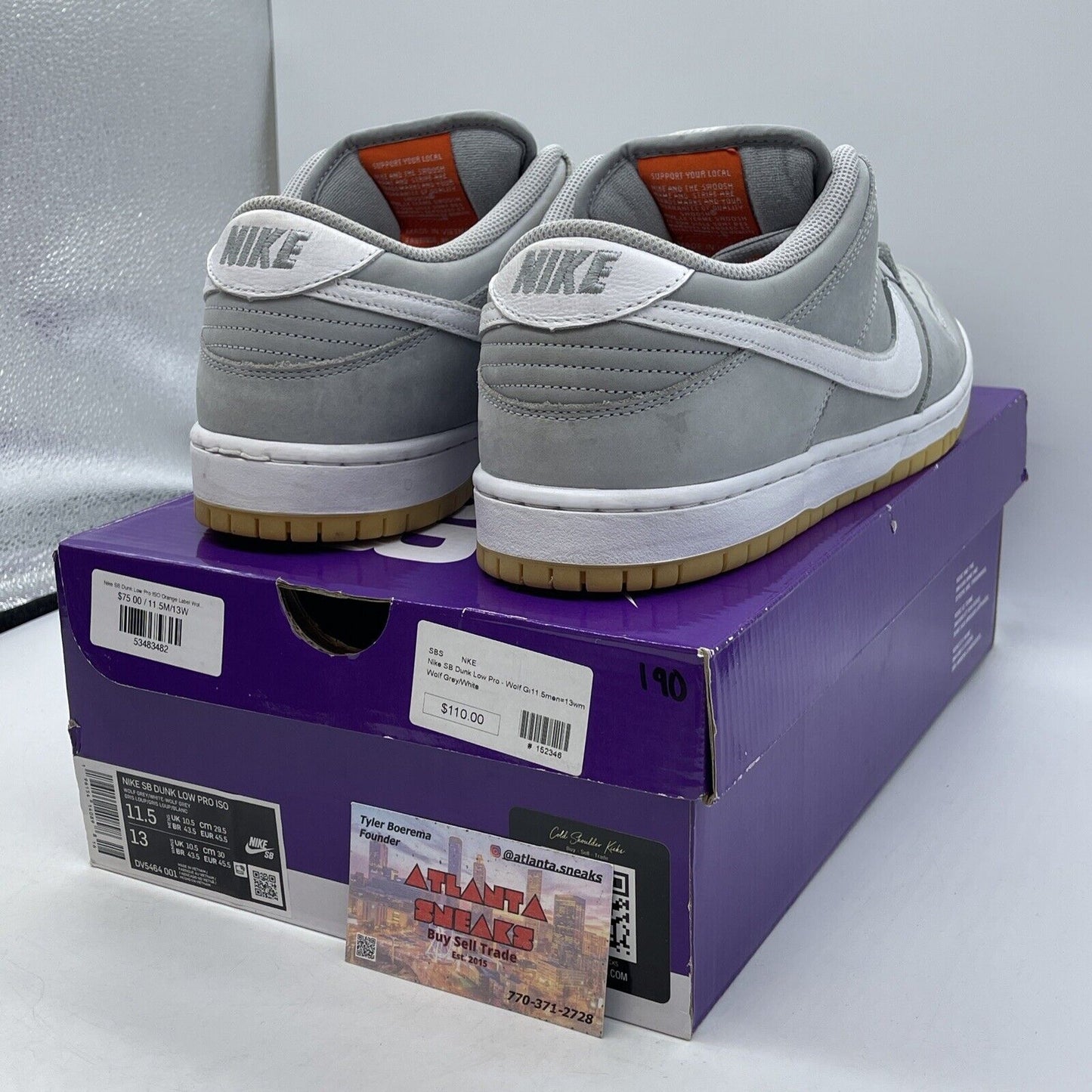 Size 11.5 - Nike SB Dunk Low Wolf Grey Gum White Brown Leather (DV5464-001)