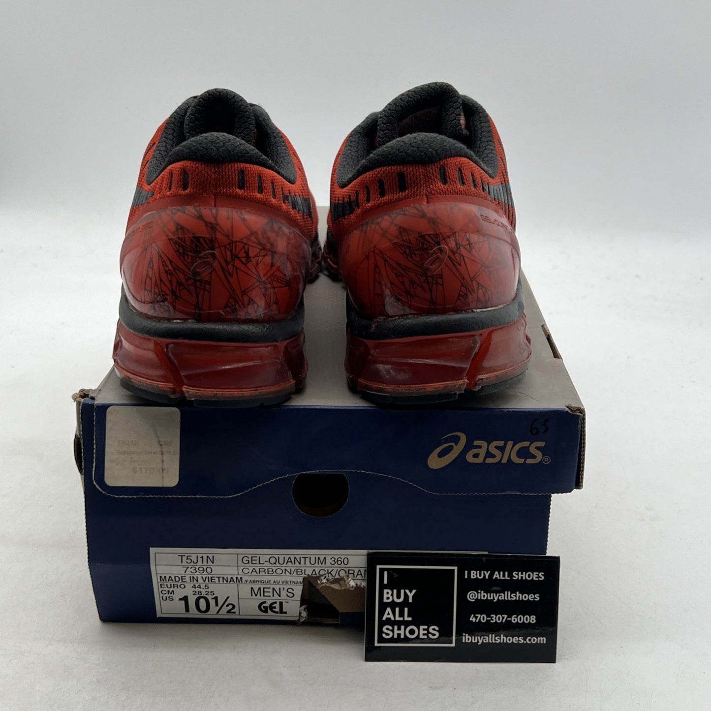 Size 10.5 - Asics Gel-Quantum 360 Mens Running Shoes Orange Black (T5J1N-7390)