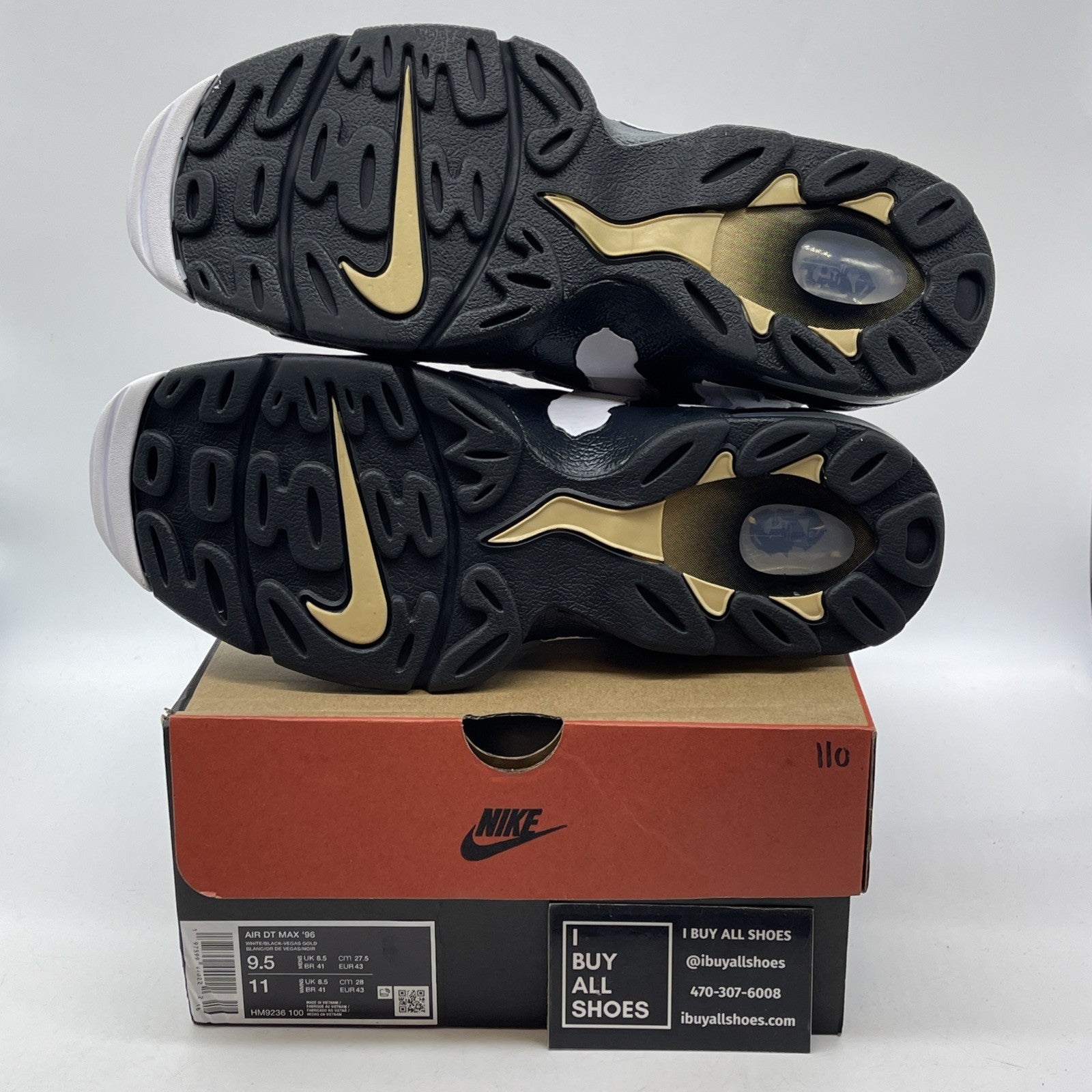 Size 9.5 - Nike Air DT Max '96 'Colorado Away' White Black Gold (HM9236-100)