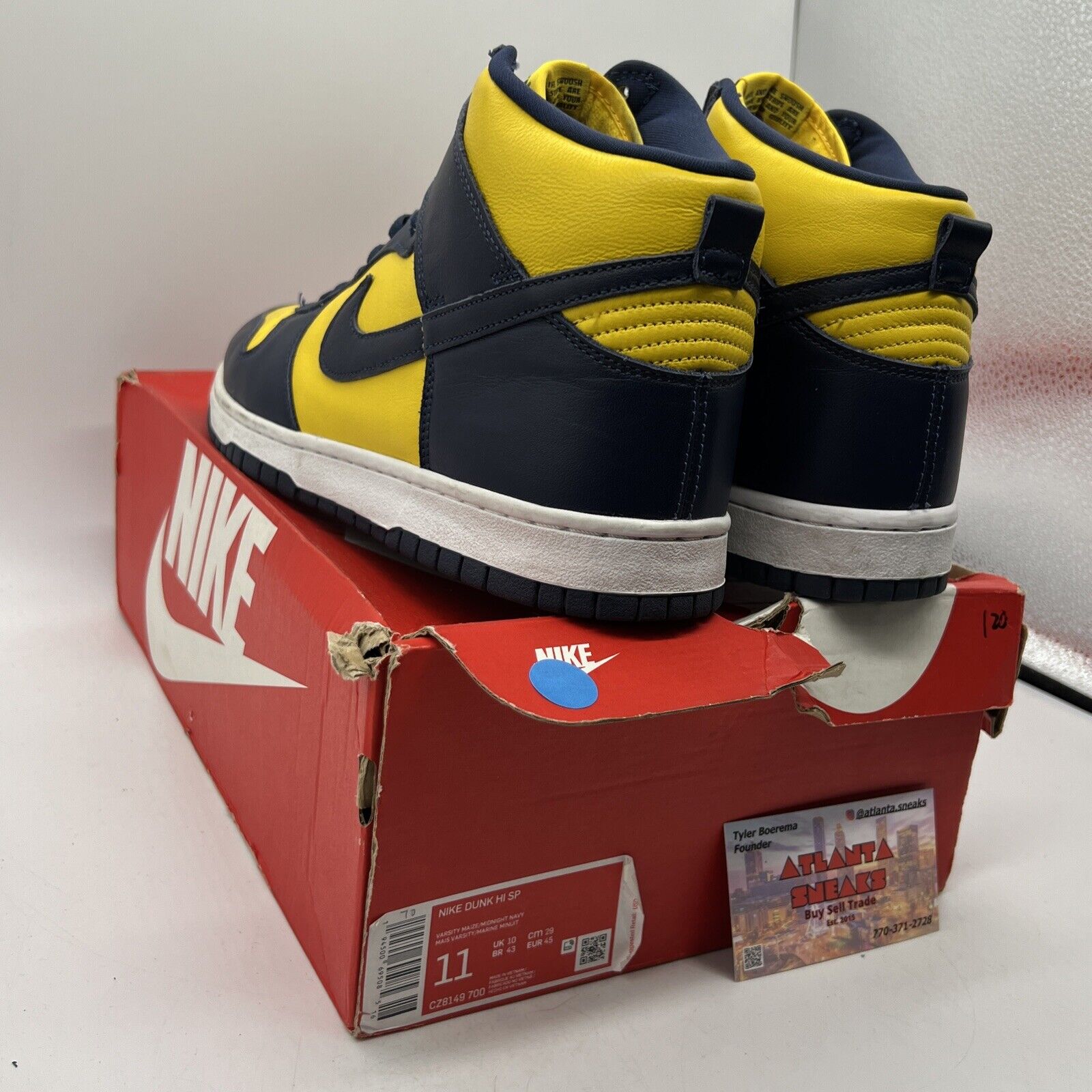 Size 11 - Nike Dunk SP 2020 High Michigan White Yellow Navy Leather