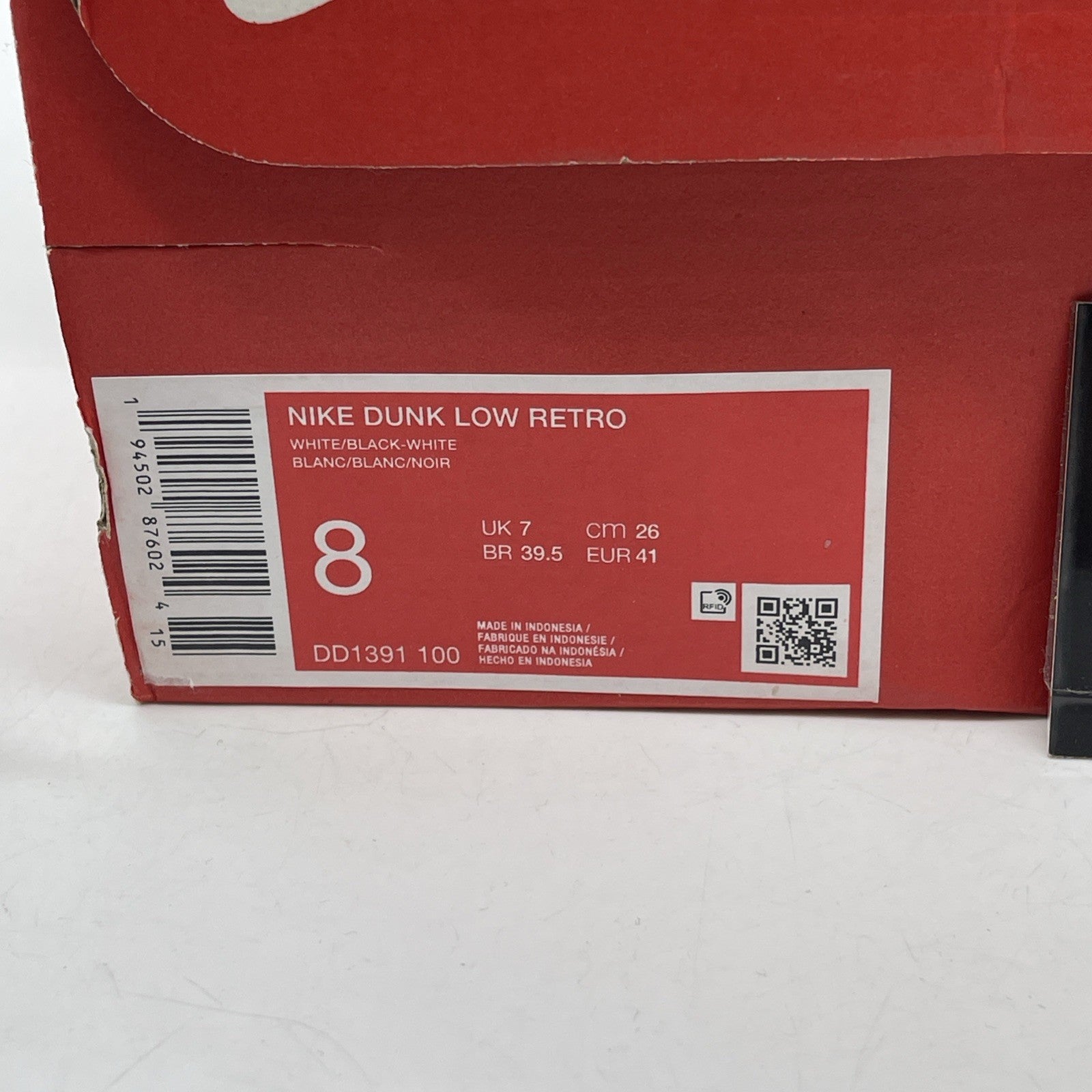 Size 8 - Nike Dunk Low Black White Leather (DD1391-100)