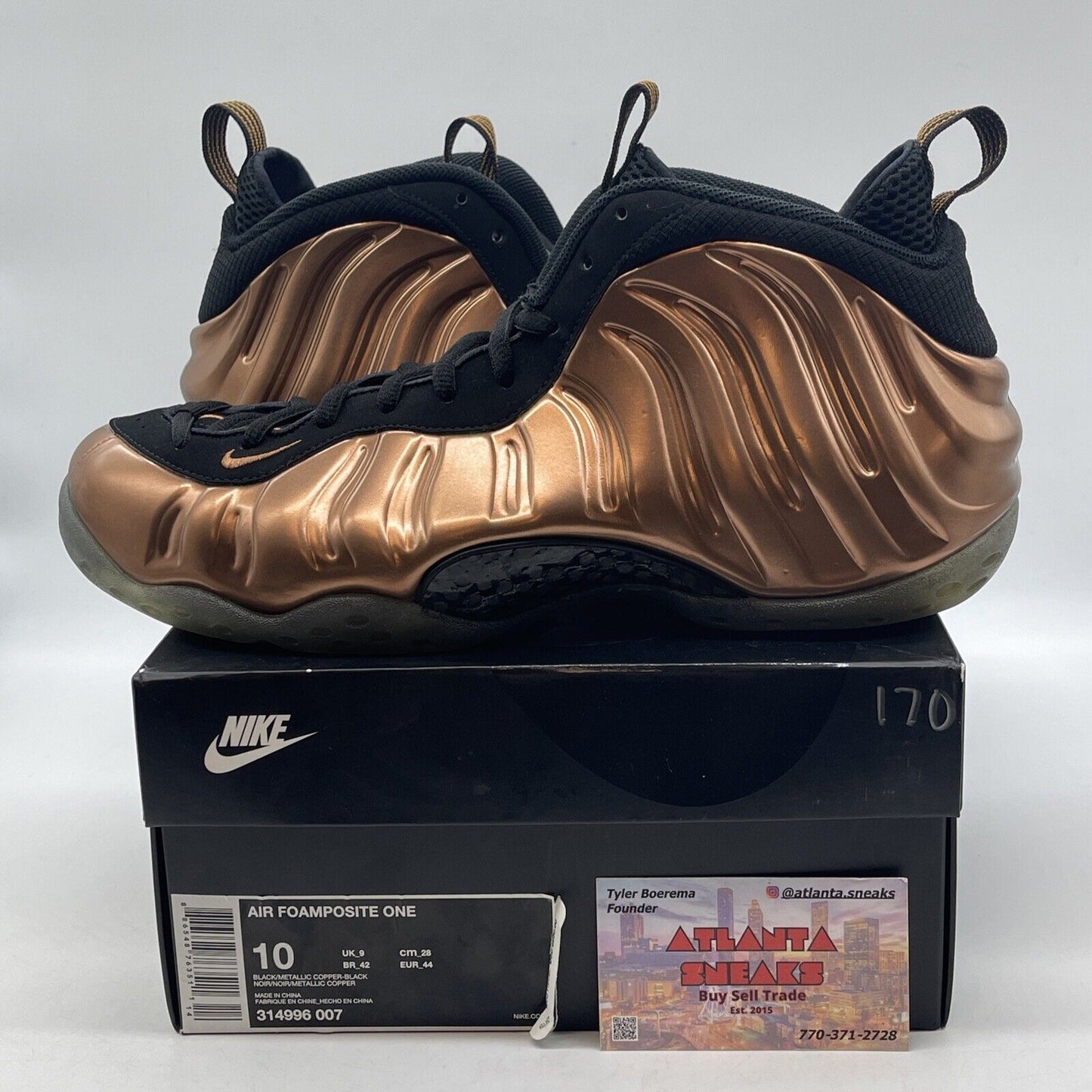 Size 10 - Nike Air Foamposite One 2017 Copper Black (314996-007)