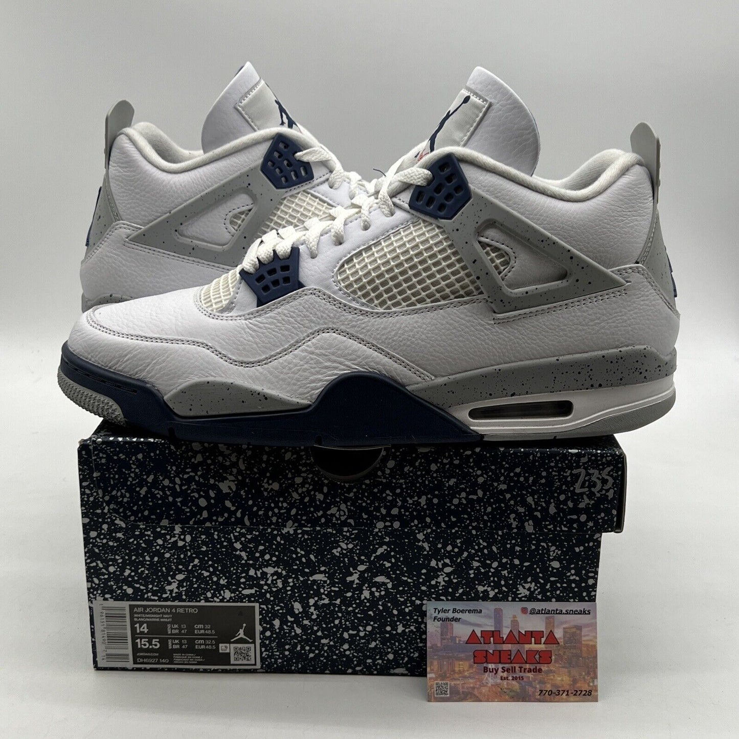 Size 14 - Jordan 4 Retro Mid Midnight Navy White Leather (DH6927-140)