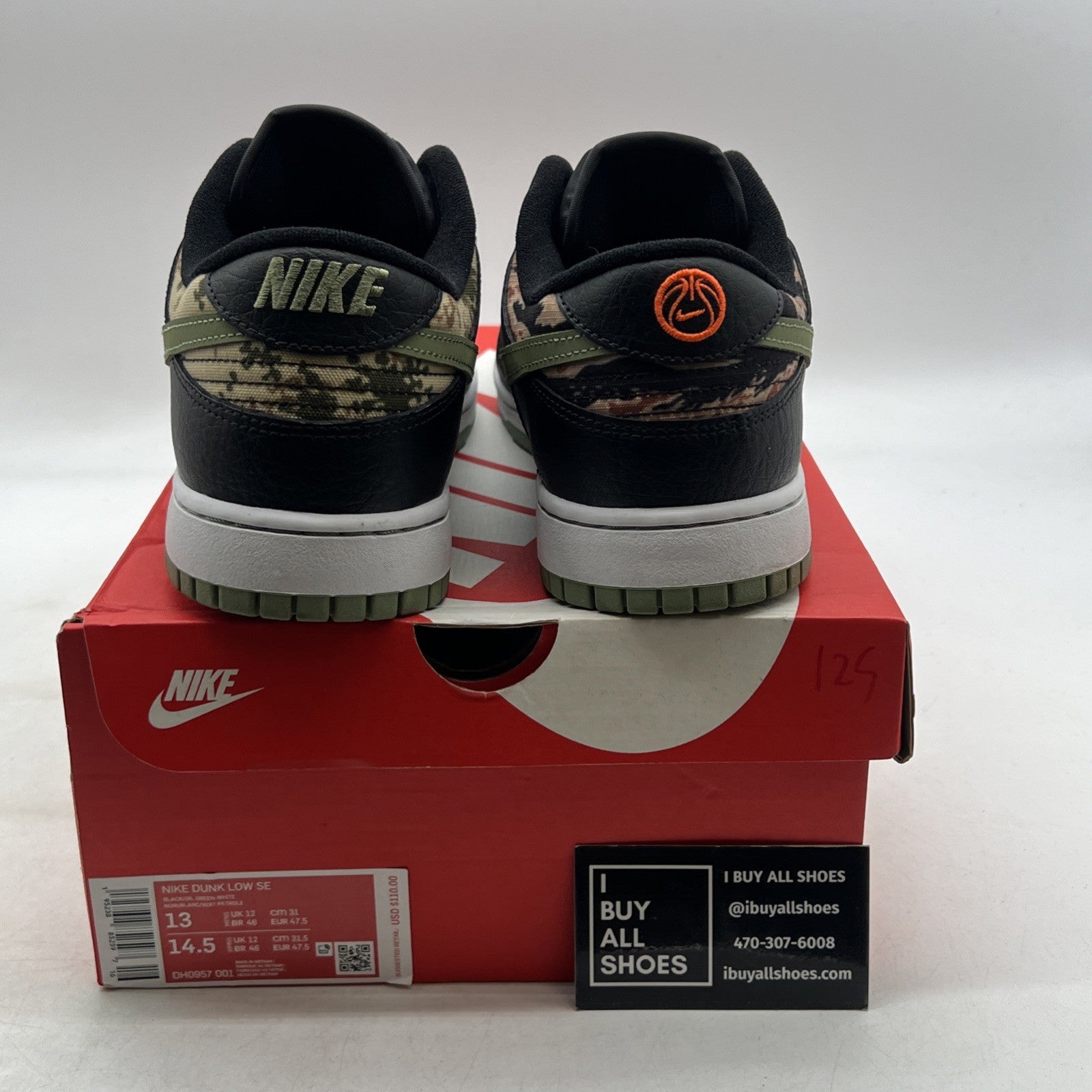 Size 13 - Nike Dunk SE Low Black Multi-Camo (DH0957-001)