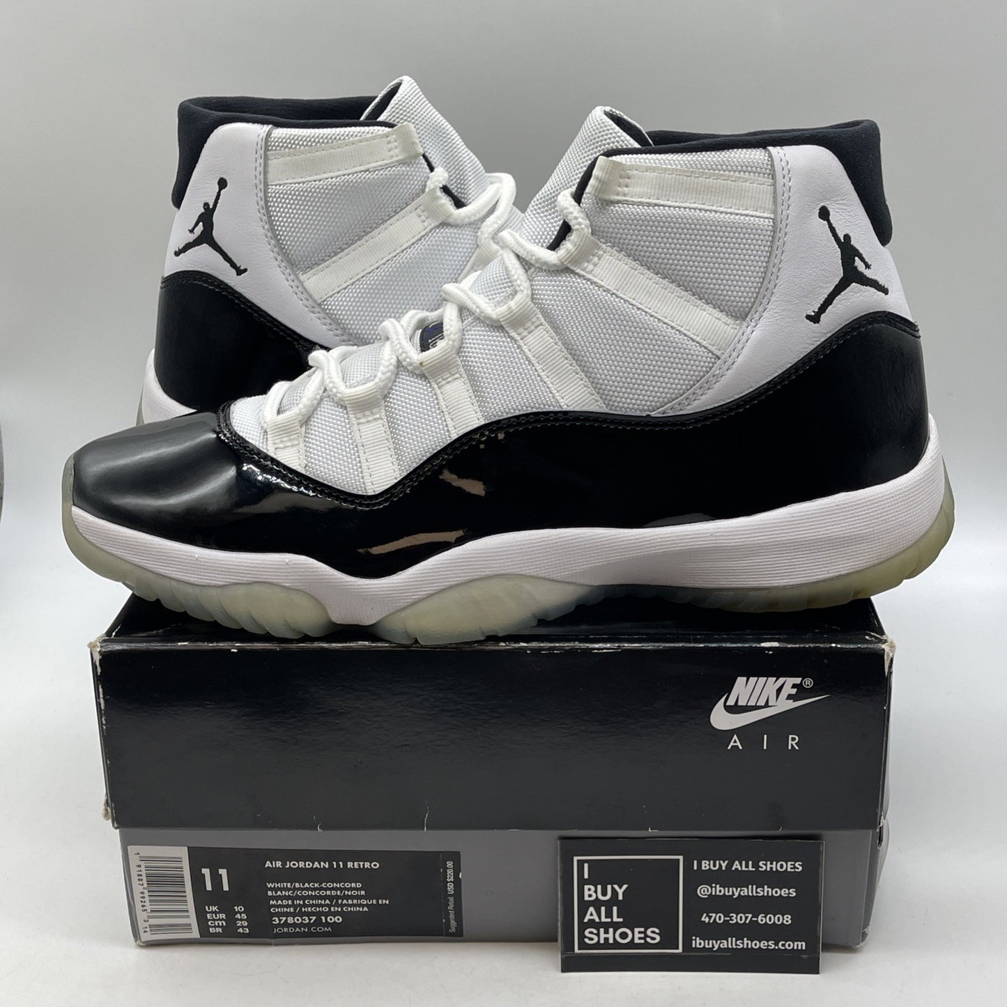 Size 11 - Jordan 11 Retro High Concord Black White Leather (378037-100)
