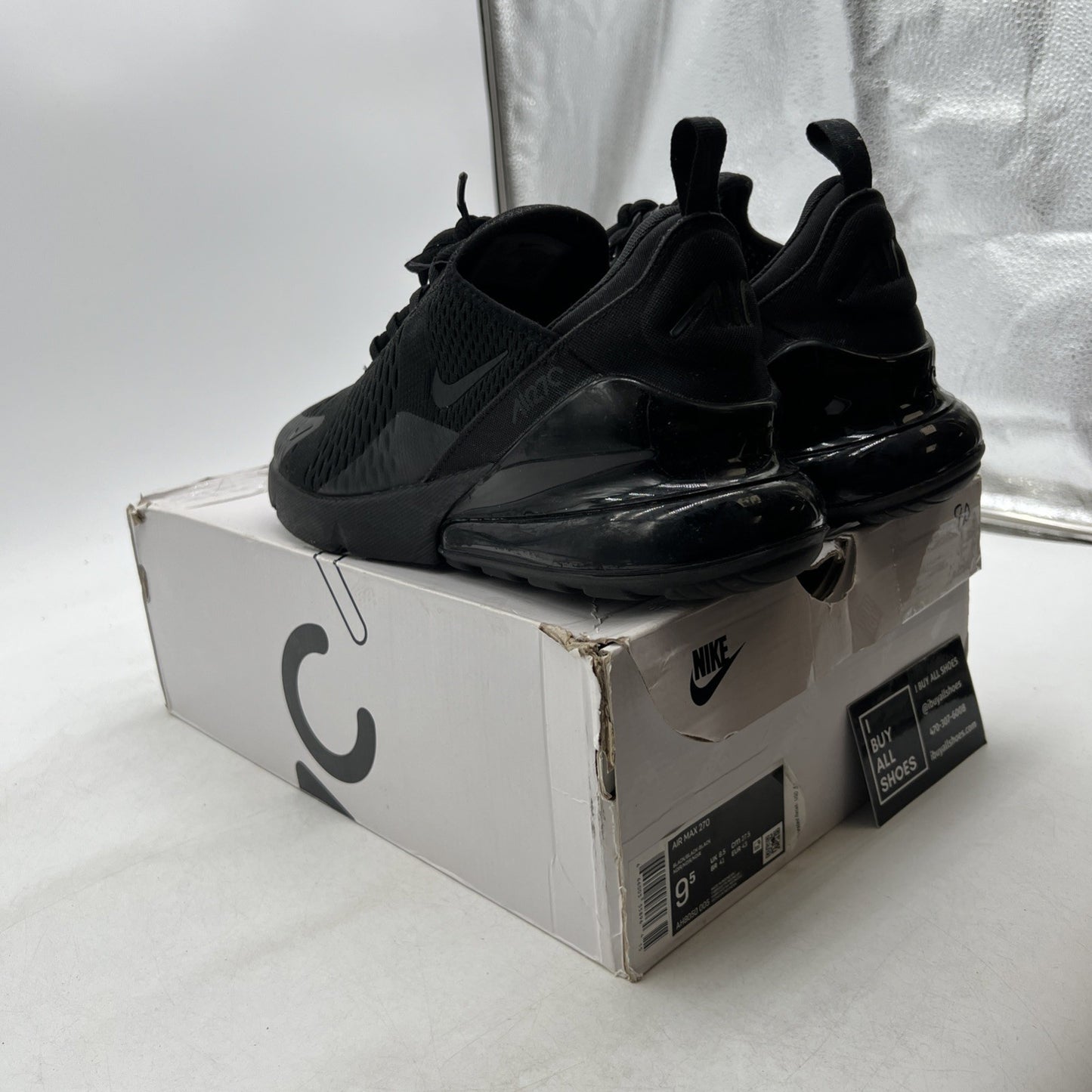 Size 9.5 - Nike Air Max 270 Low Triple Black (AH8050-005)
