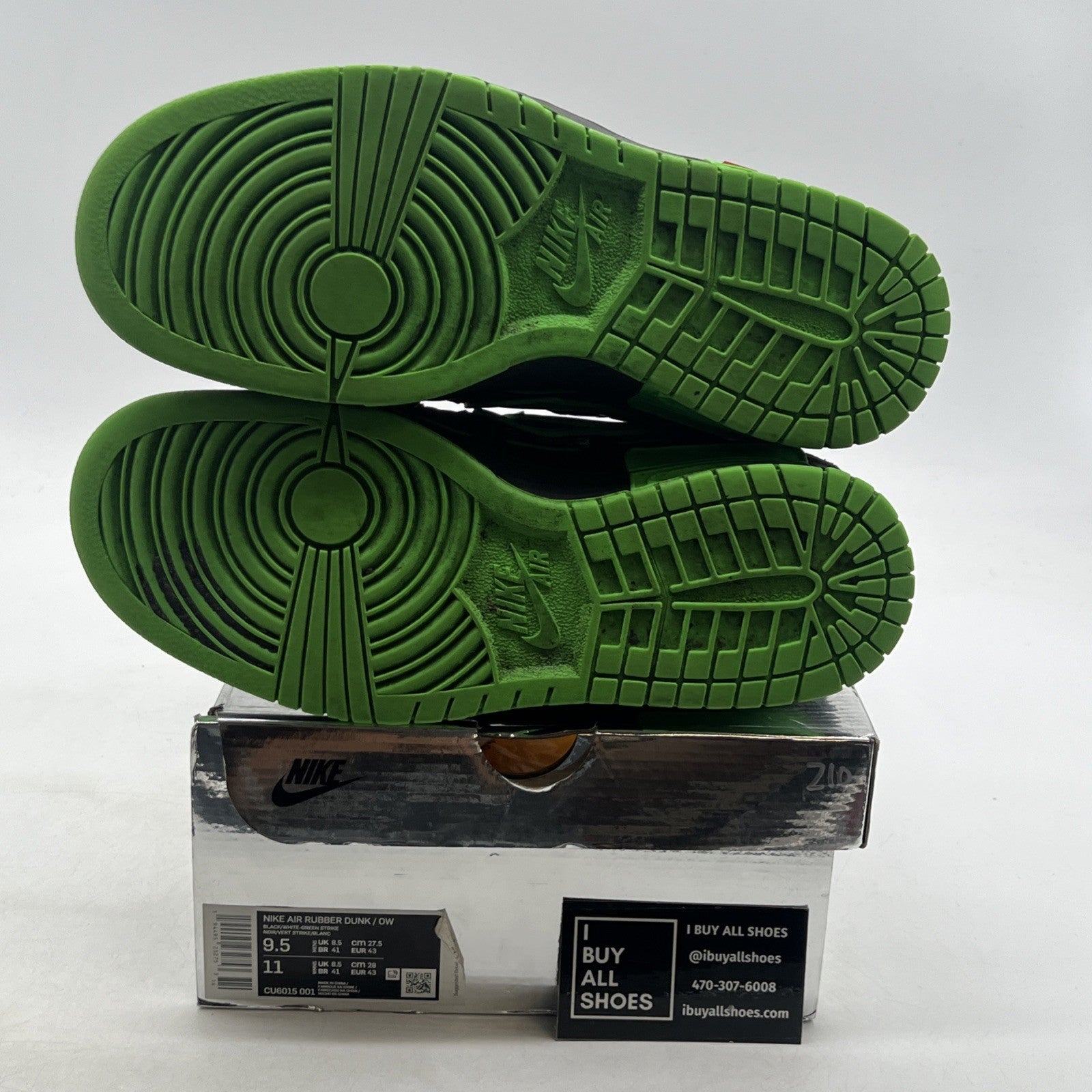 Size 9.5 - Nike Air Rubber Dunk x Off-White Low Green Strike (CU6015-001)