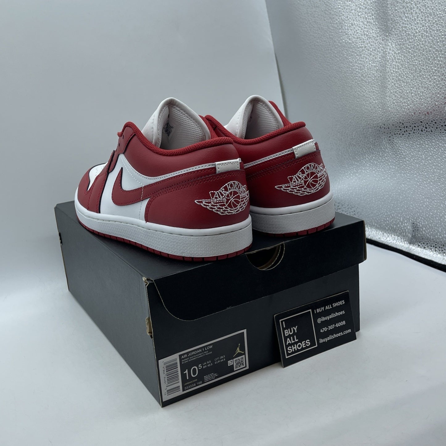 Size 10.5 - Air Jordan 1 Low New Beginnings Red White Leather (553558-166)