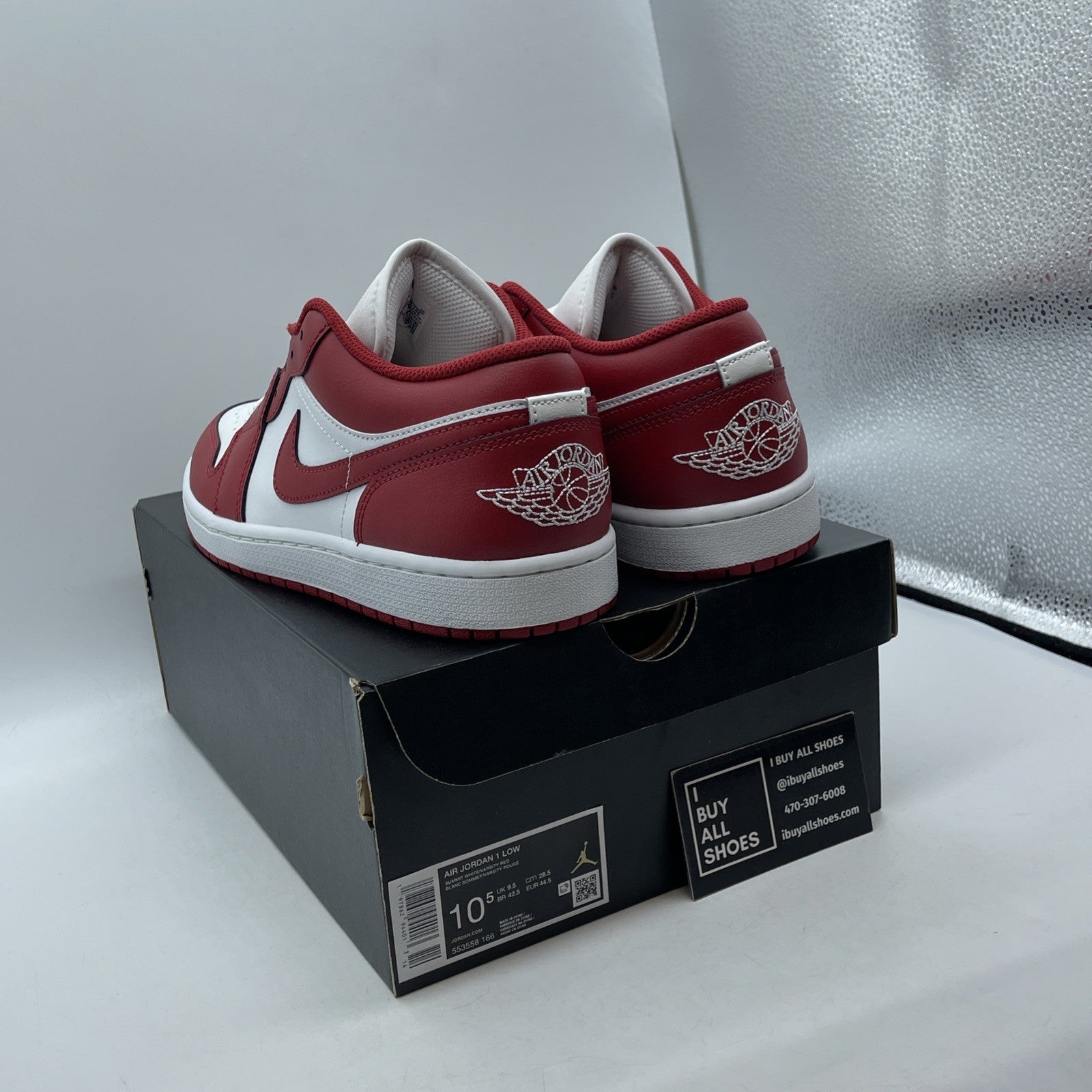 Size 10.5 - Air Jordan 1 Low New Beginnings Red White Leather (553558-166)