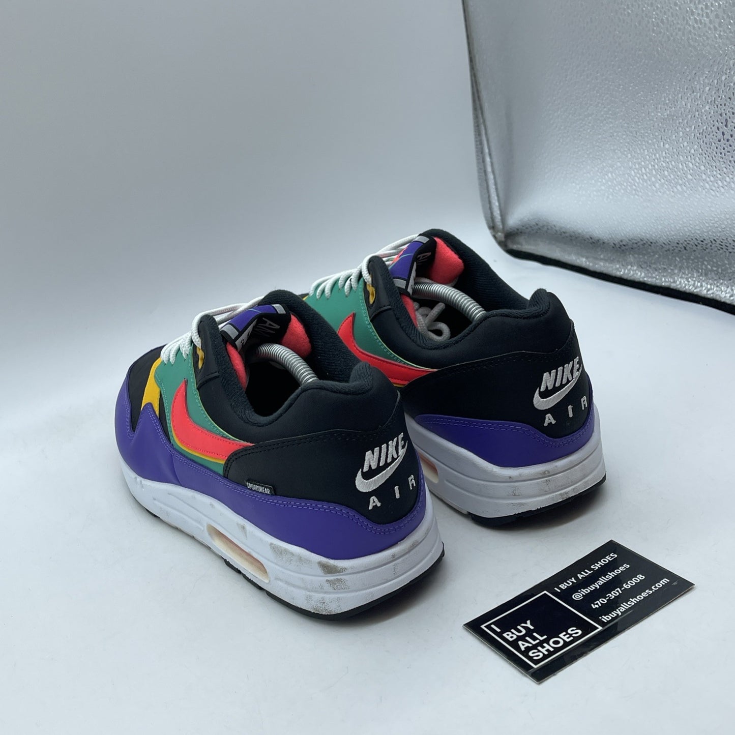 Size 11.5 - Nike Air Max 1 SE Windbreaker Black Suede Leather (AO1021-023)