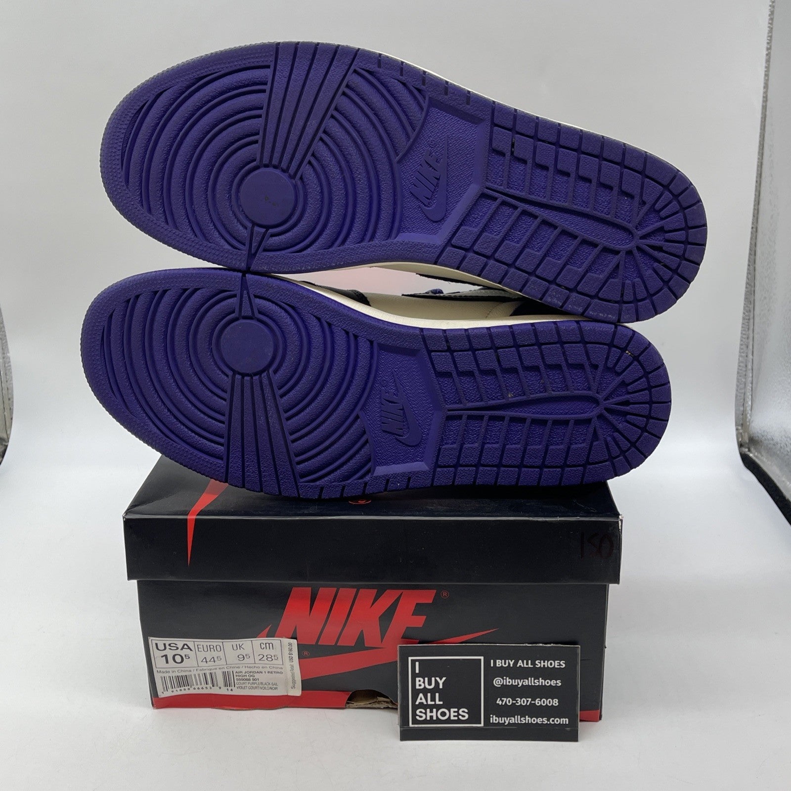 Size 10.5 - Air Jordan 1 Retro OG High Court Purple Leather (555088-501)
