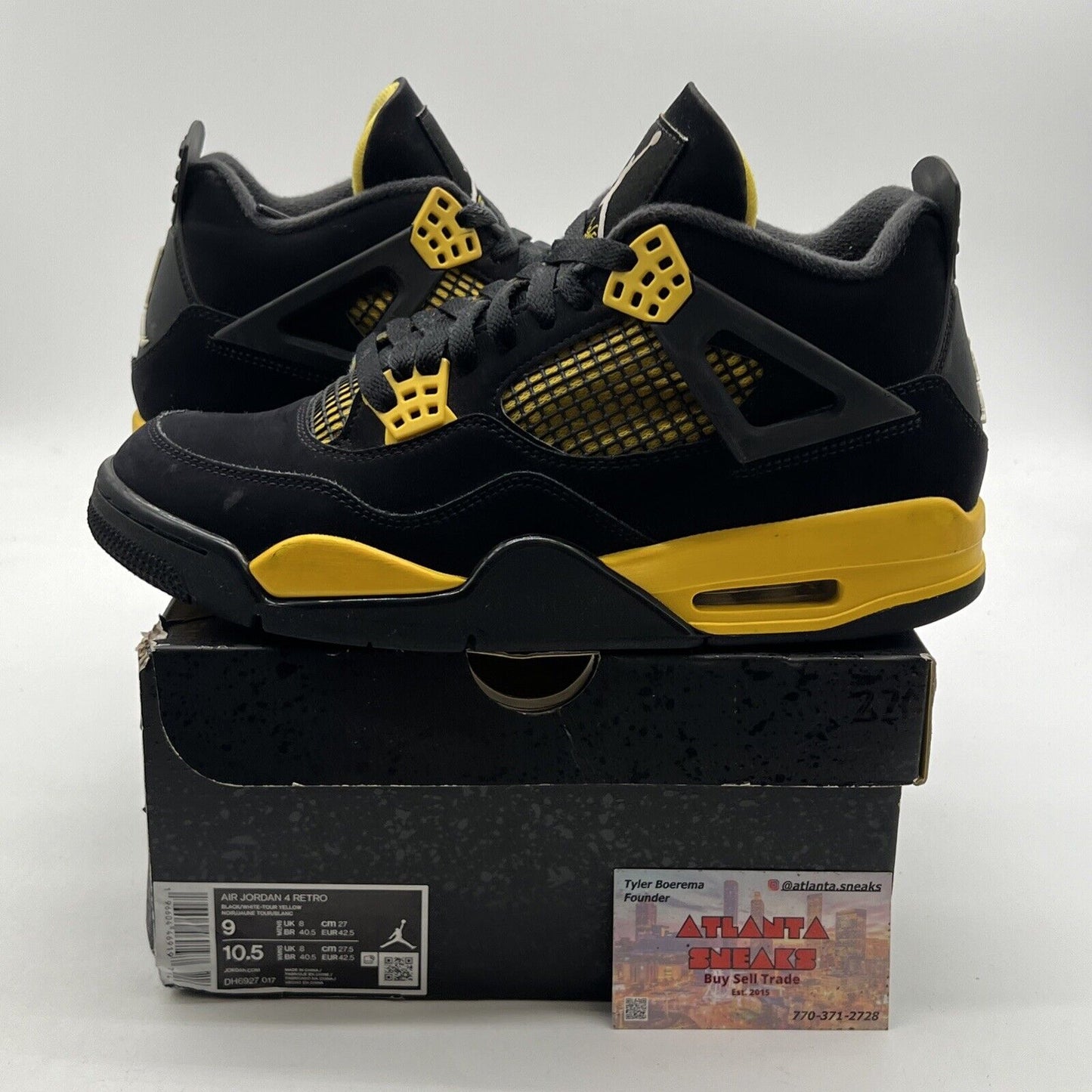 Size 9 - Air Jordan 4 Retro Thunder Black Suede Yellow (DH6927-017)