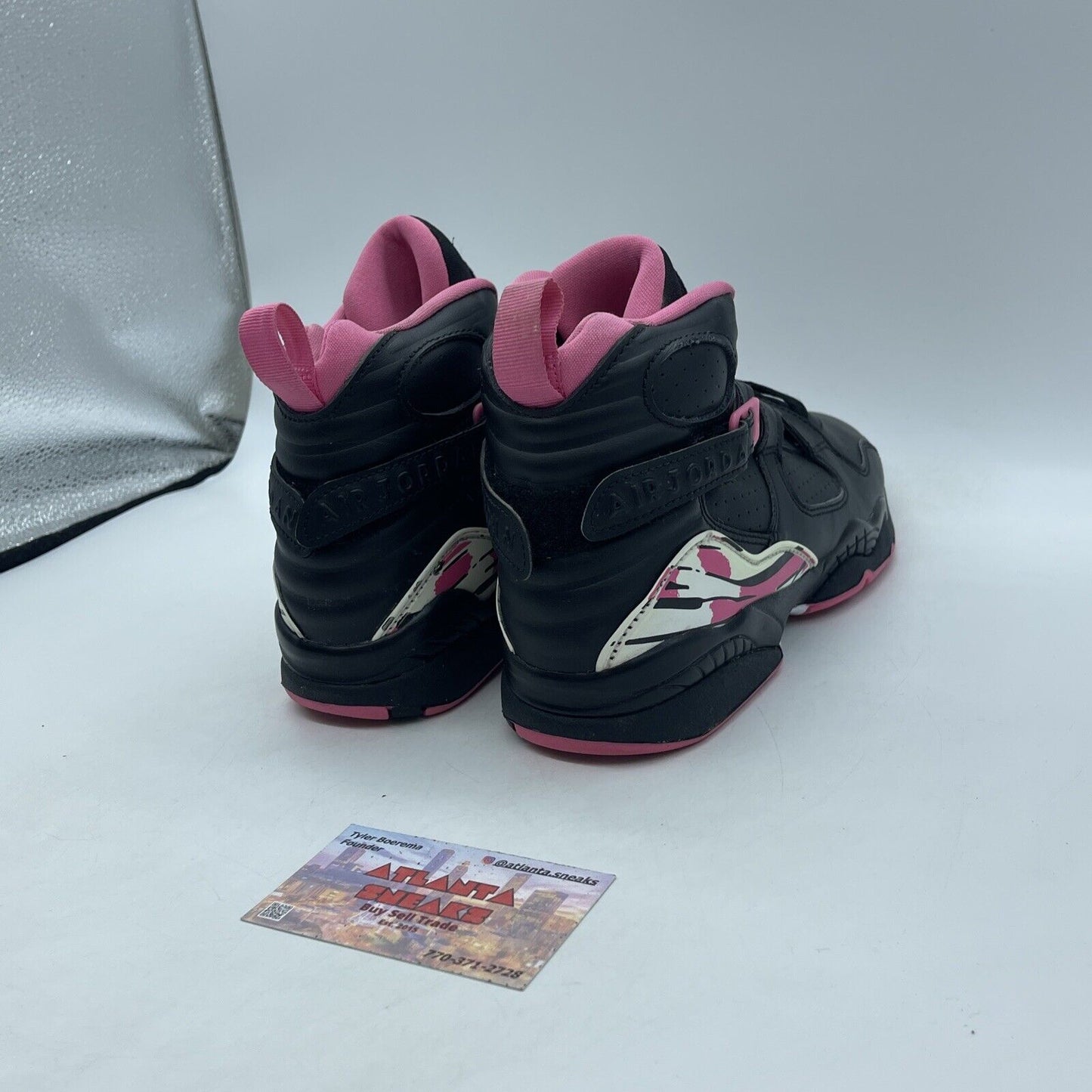 Size 6.5Y (GS) - Jordan 8 Retro High Pinksicle White Black Leather (580528-006)